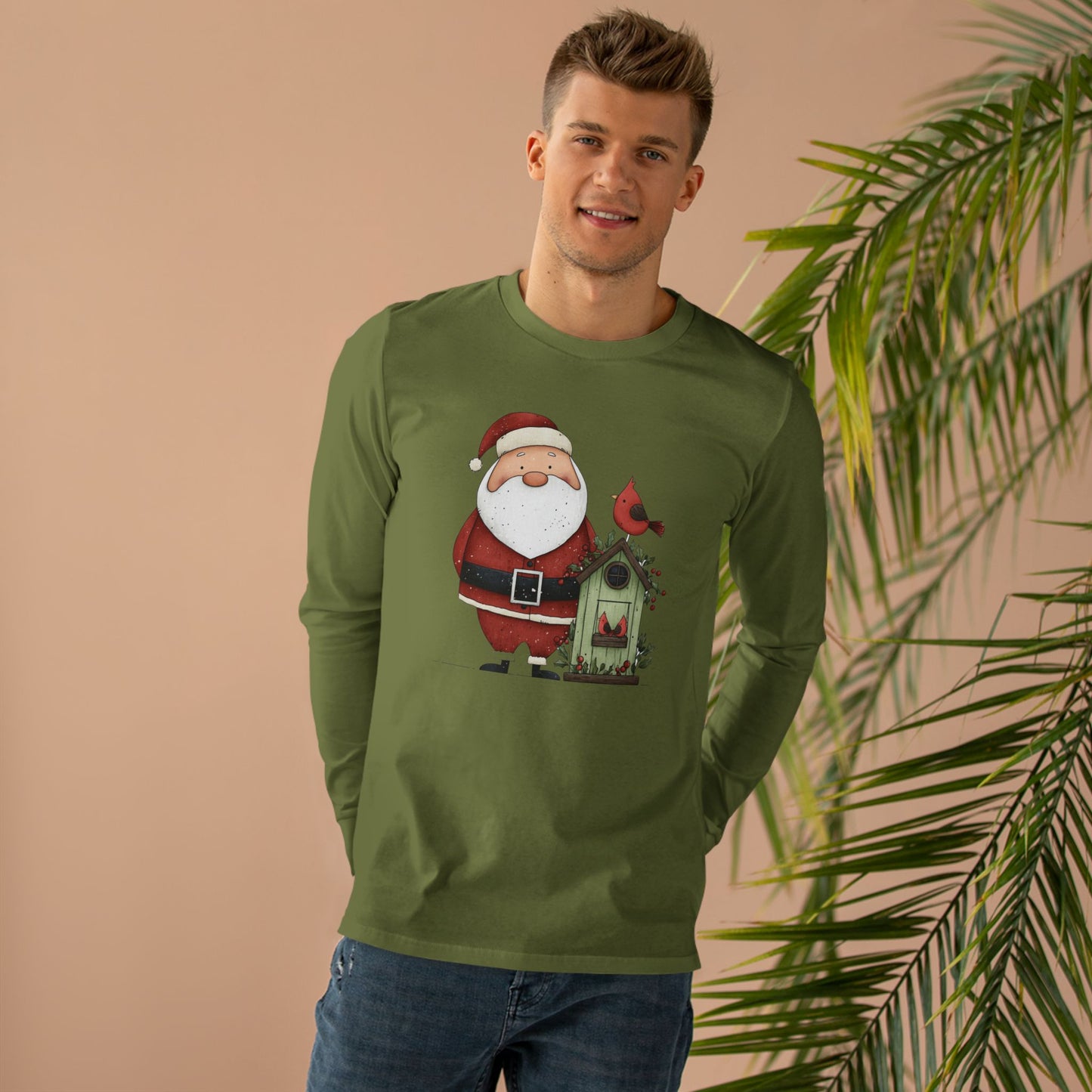 Santa Claus Longsleeve Tee - Perfect for Christmas, Holiday Gatherings, Winter Wear, Gift for Him, Festive Style