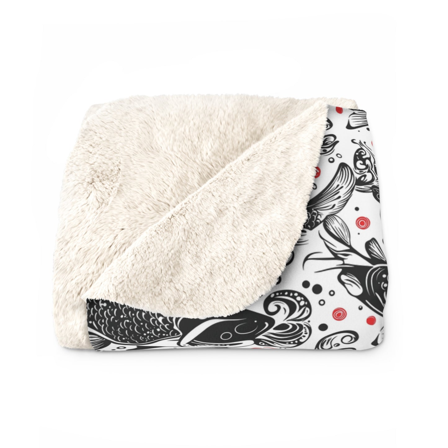 Cozy Sherpa Fleece Blanket with Whimsical Fish Design, Perfect Gift for Home Decor, Holidays, or Picnics, Soft Plush Throw