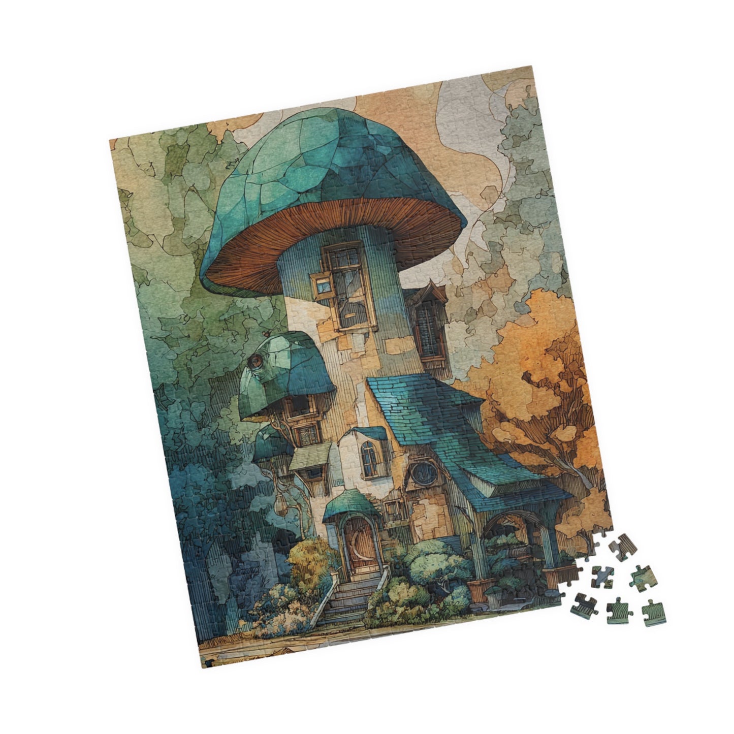 Enchanting Mushroom House Puzzle - Family Fun