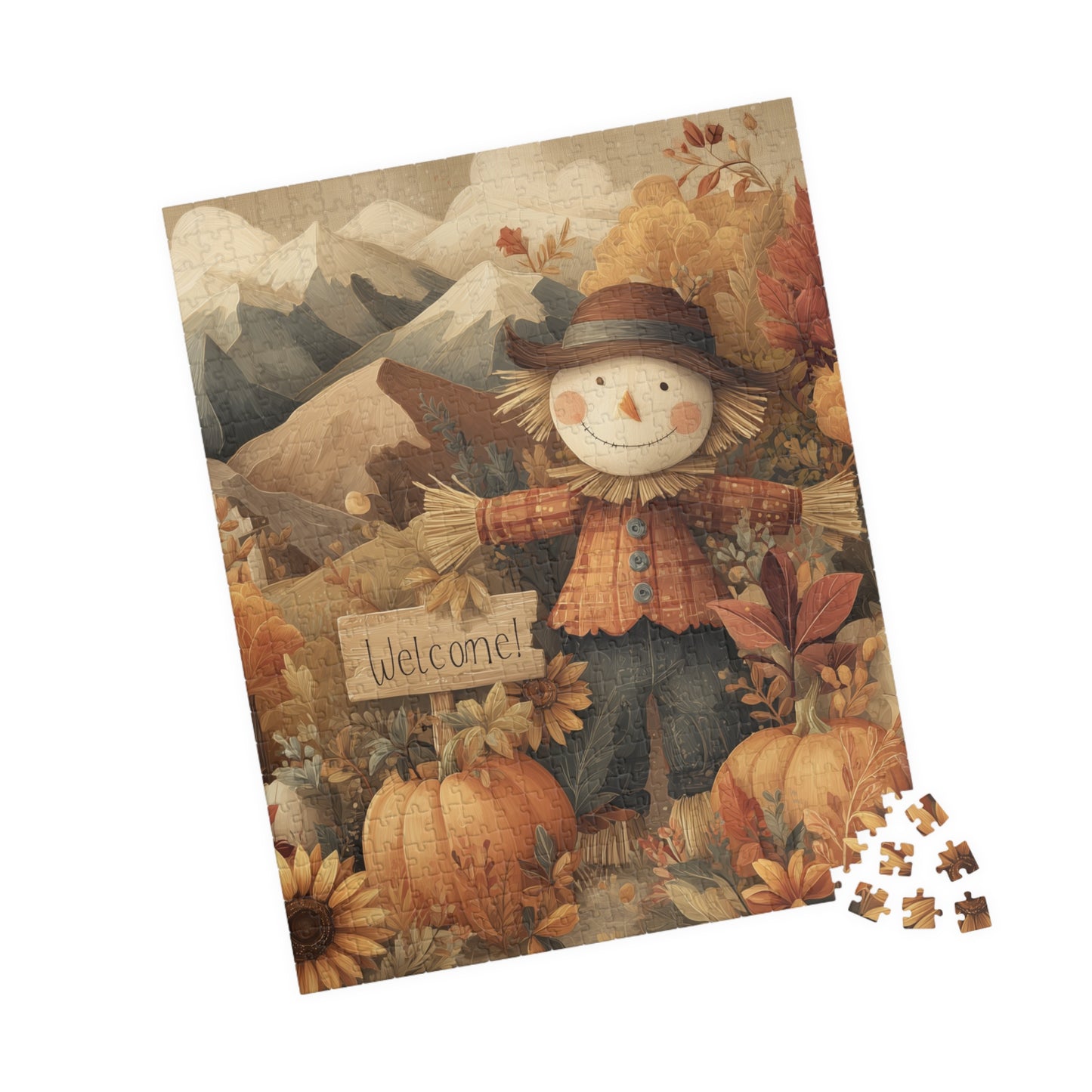 Autumn Scarecrow Puzzle – Fall Decor, Family Activity, Cozy Nights, Thanksgiving Fun, Scarecrow Scene, Gift for Puzzle Lovers
