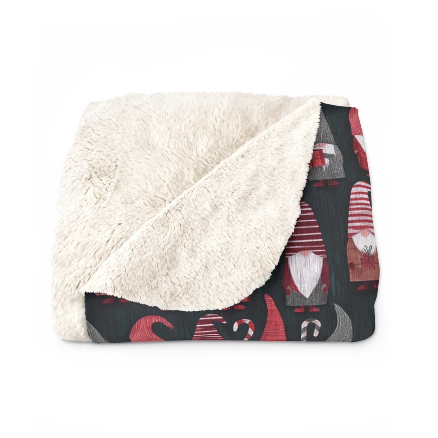 Cozy Christmas Gnome Sherpa Fleece Blanket, Warm Throw for Home, Perfect for Snuggling, Holiday Gift, Relaxing Decor