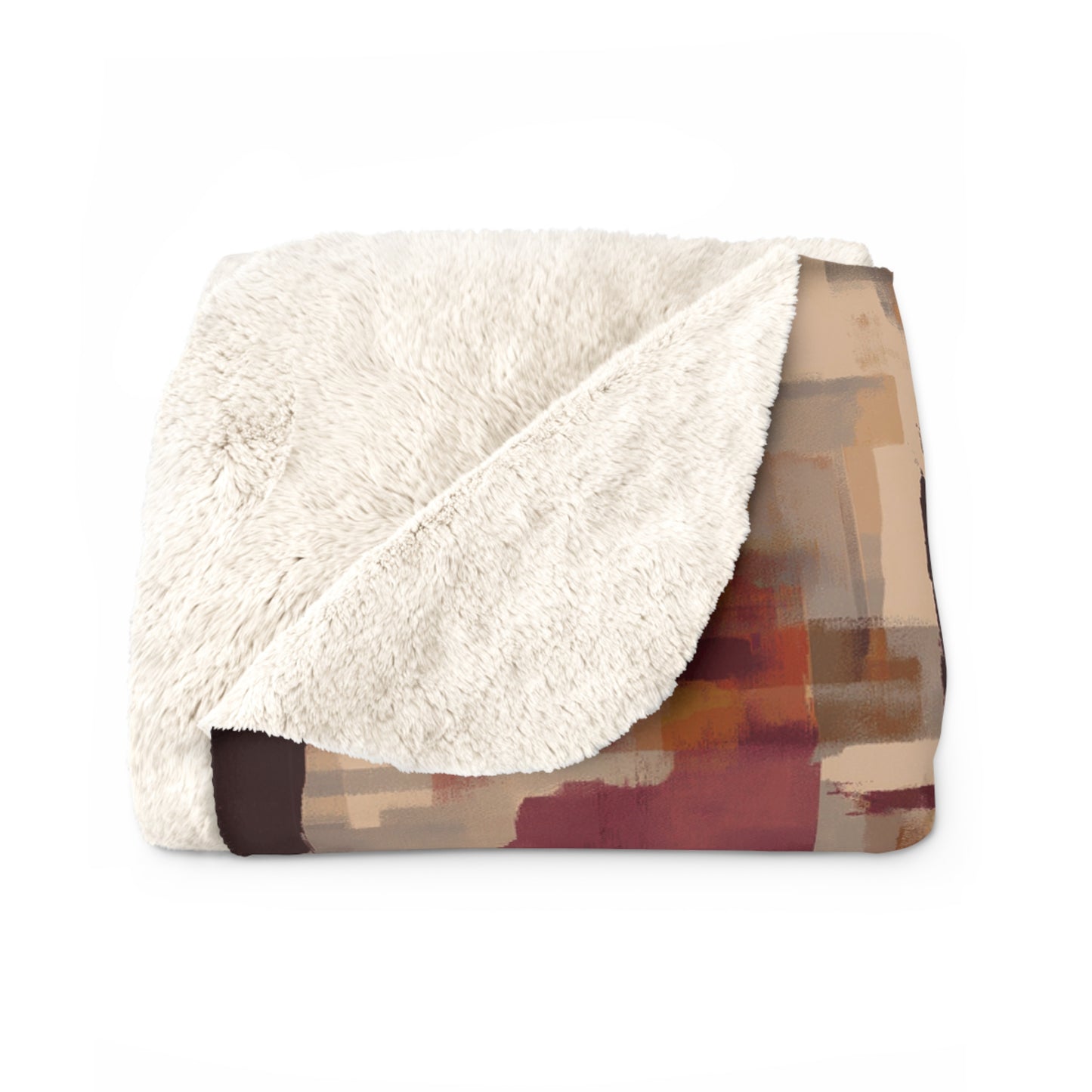 Cozy Abstract Sherpa Fleece Blanket, Warm Throw for Home Decor, Gift for Winter, Snuggle Blanket for Living Room, Rustic Style Blanket
