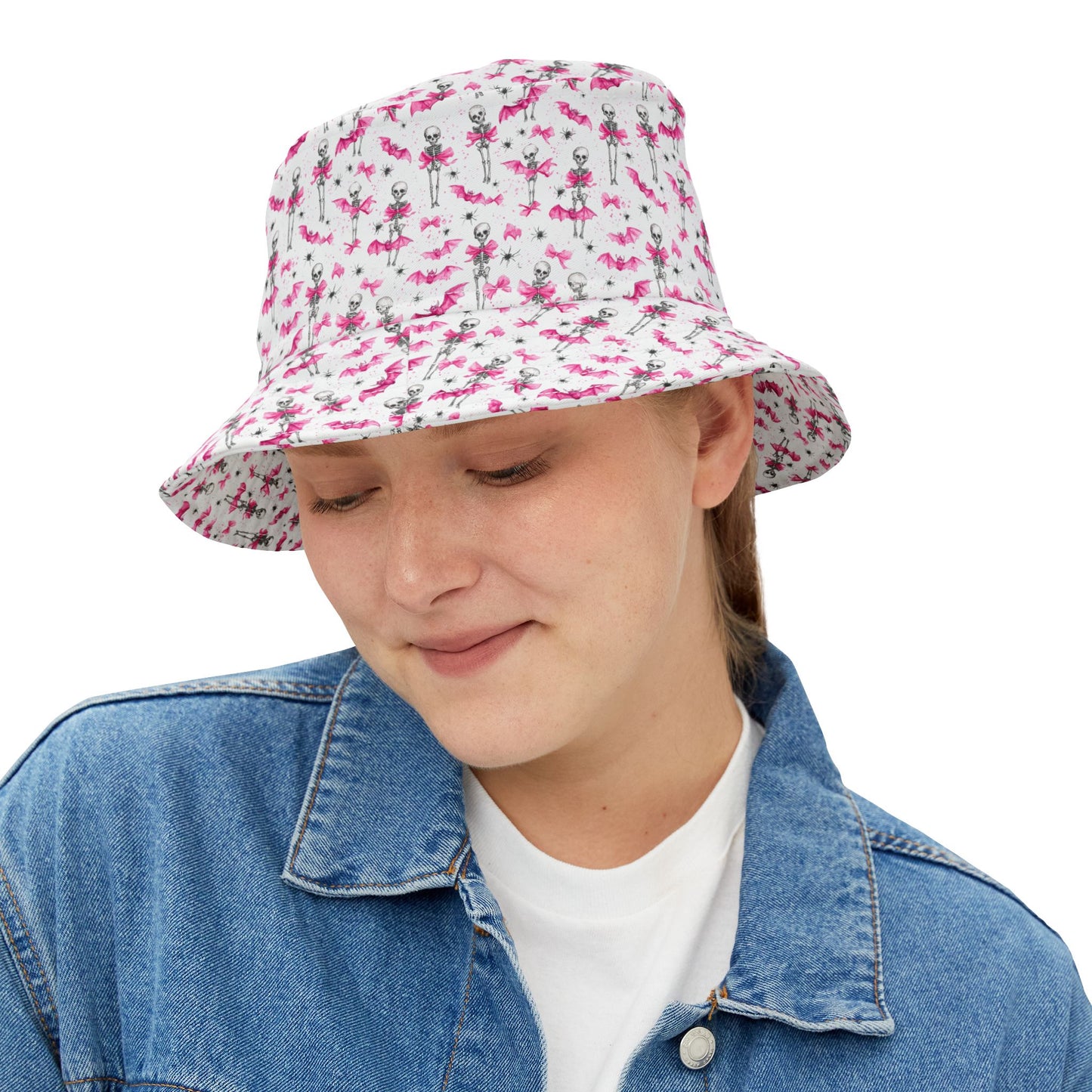 Flower Skull Bucket Hat, Trendy Sun Hat, Unique AOP Hat, Summer Accessory, Festival Headwear, Gift for Her