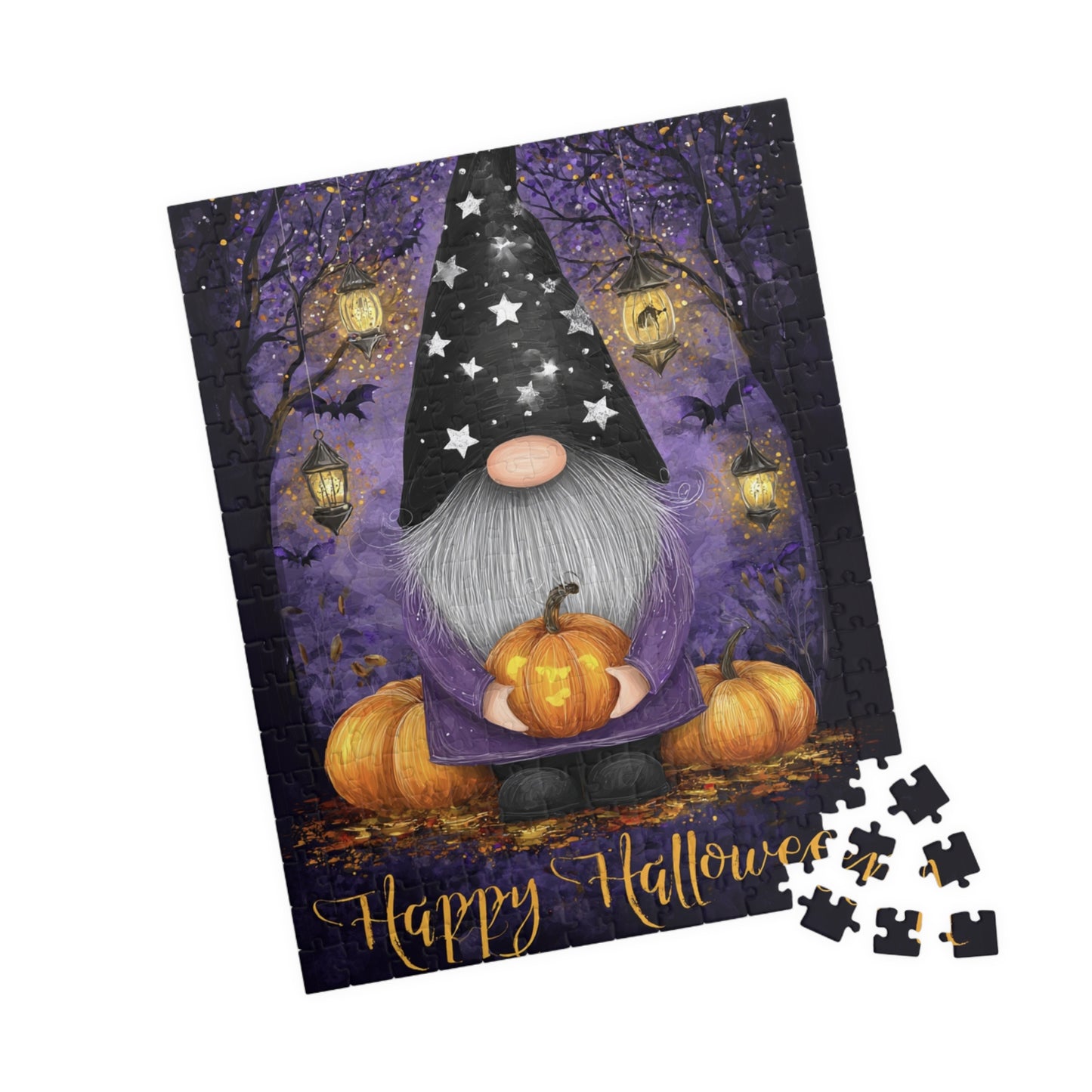 Halloween Puzzle with Gnome Design, Cozy Family Activity, 110-1014 Piece Jigsaw, Perfect for Autumn Celebrations, Fun Gift Idea