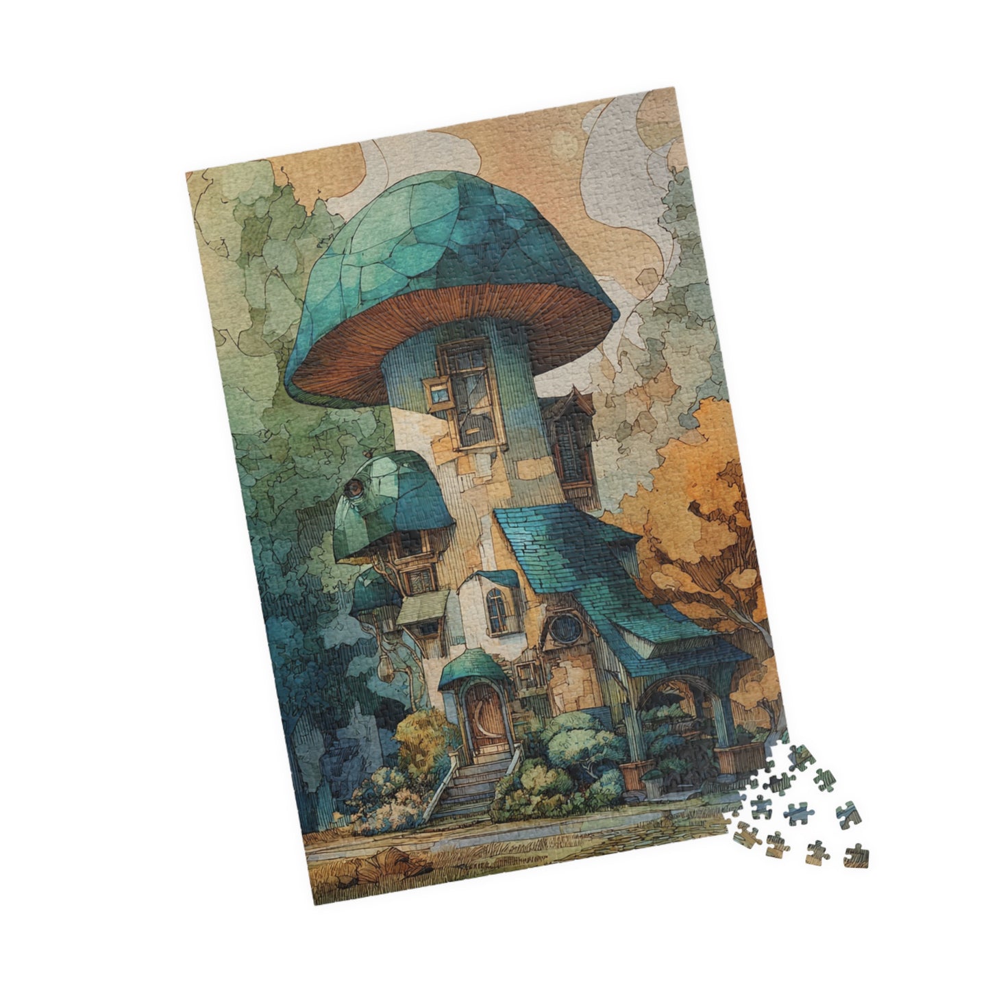 Enchanting Mushroom House Puzzle - Family Fun