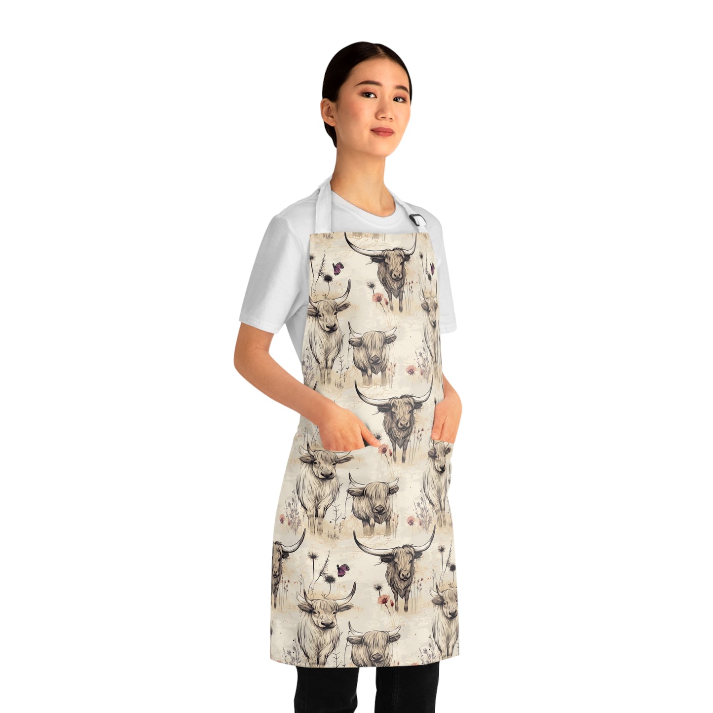 Rustic Cow Print Apron, Stylish Cooking Gift, Farmhouse Kitchen Accessory, Perfect for Chefs, BBQ Lovers, Home Cooks