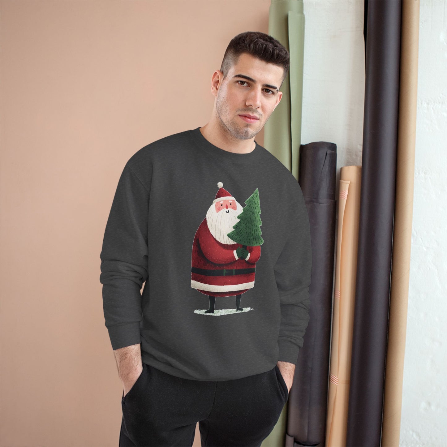 Santa’s Christmas Tree Sweatshirt, Cozy Holiday Wear, Sweatshirt for Winter, Cute Santa Design, Unisex Holiday Apparel