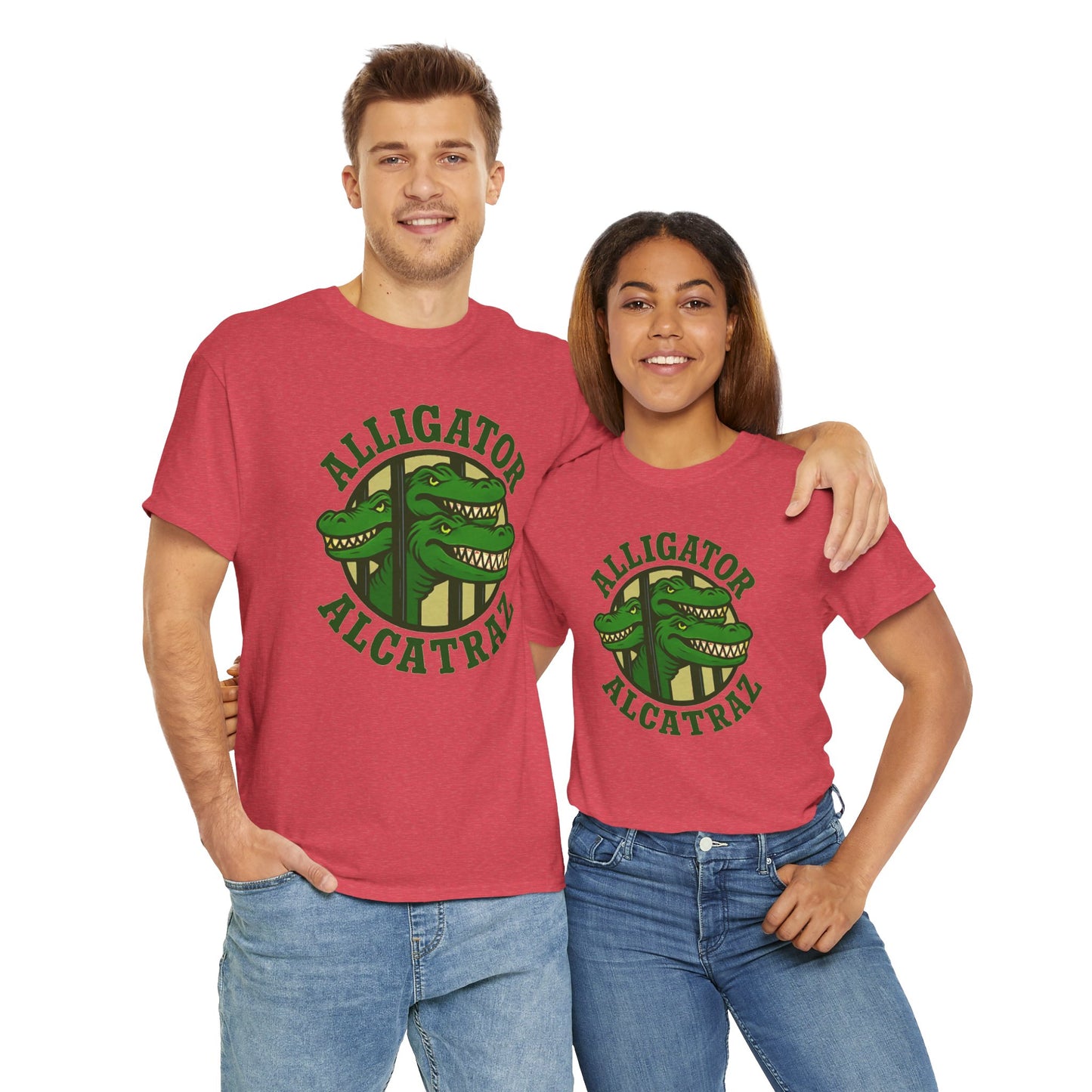 Alligator Alcatraz Unisex Heavy Cotton Tee, Fun Graphic Tee, Casual Wear, Gift for Animal Lovers, Summer Fashion, Unique T-Shirt