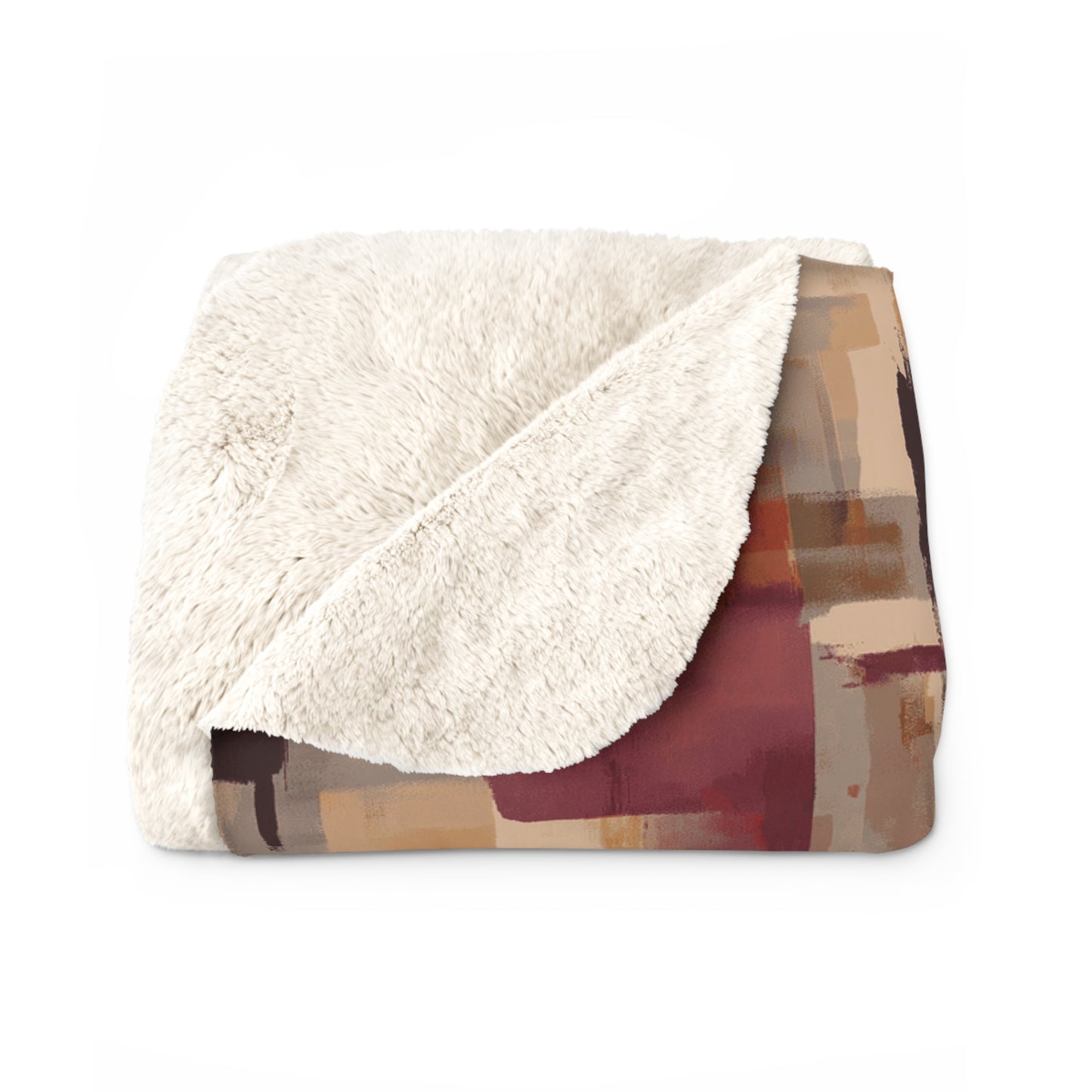 Cozy Abstract Sherpa Fleece Blanket, Warm Throw for Home Decor, Gift for Winter, Snuggle Blanket for Living Room, Rustic Style Blanket