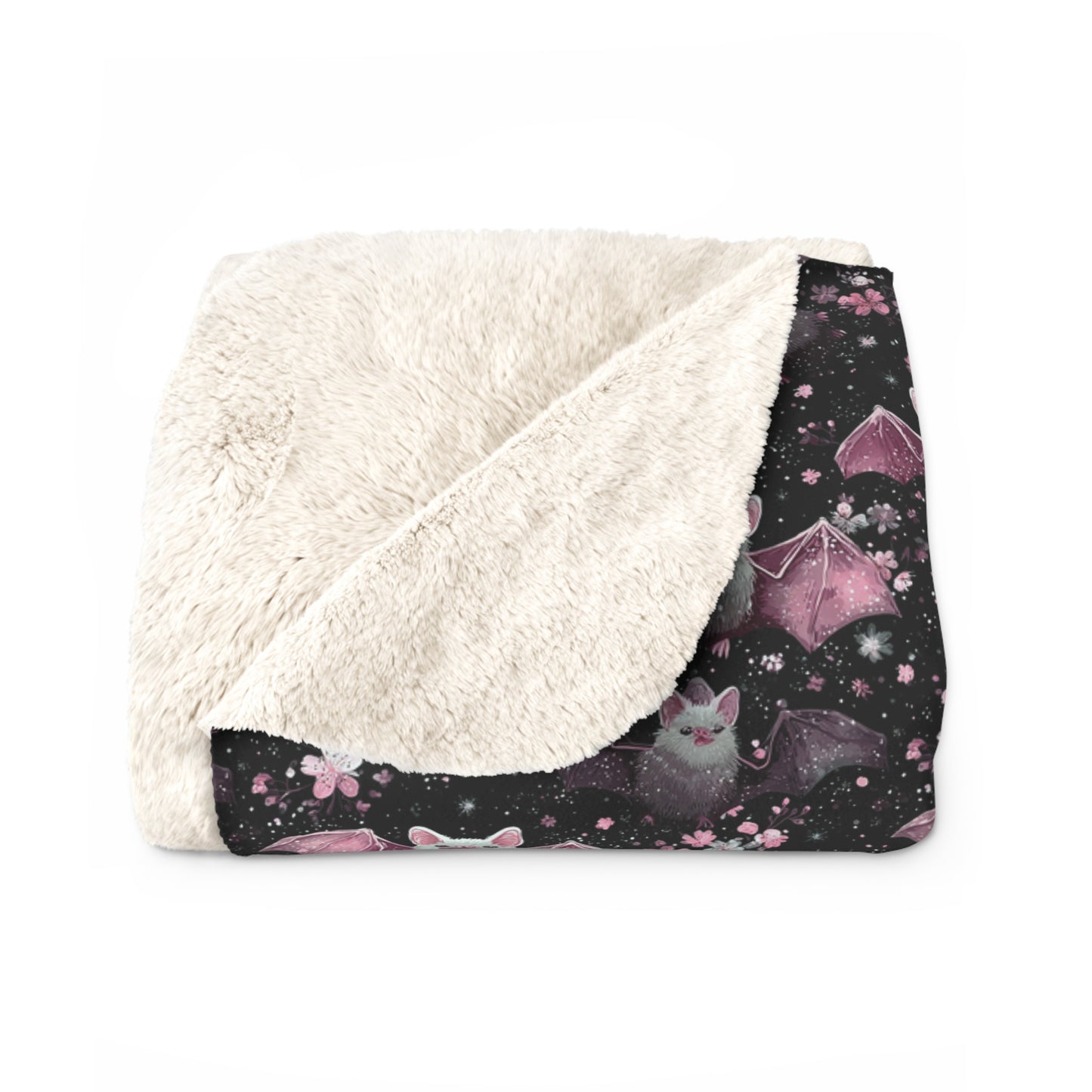 Sherpa Fleece Blanket - Pink Girl Grunge Halloween Bats