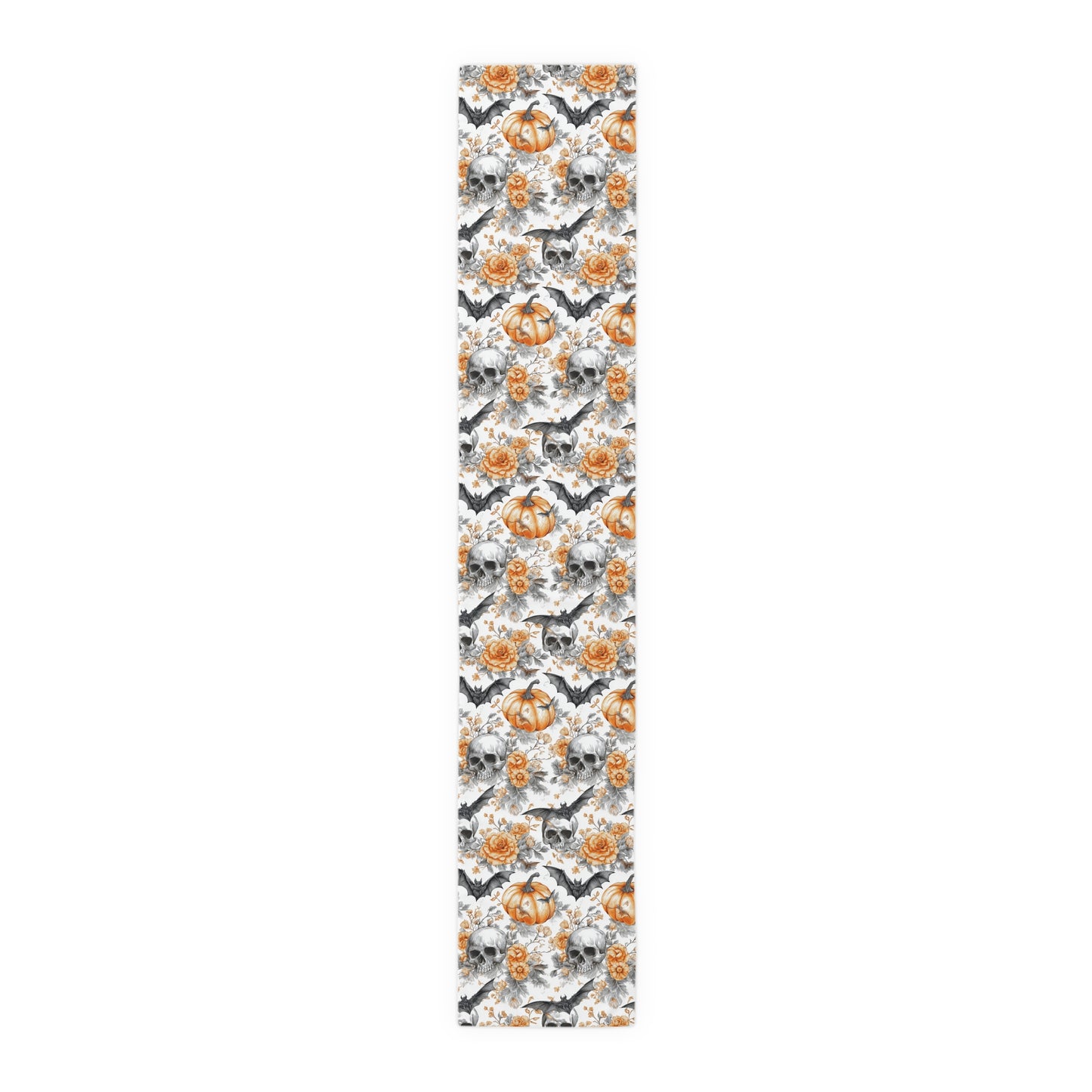 Halloween Themed Table Runner, Spooky Decor for Fall, Gothic Home Accents, Pumpkin and Skull Design, Perfect for Parties