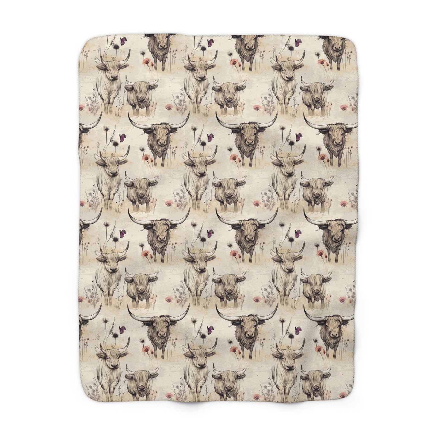 Sherpa Fleece Blanket - Moo Retro Highland Cow Gift for Homestead