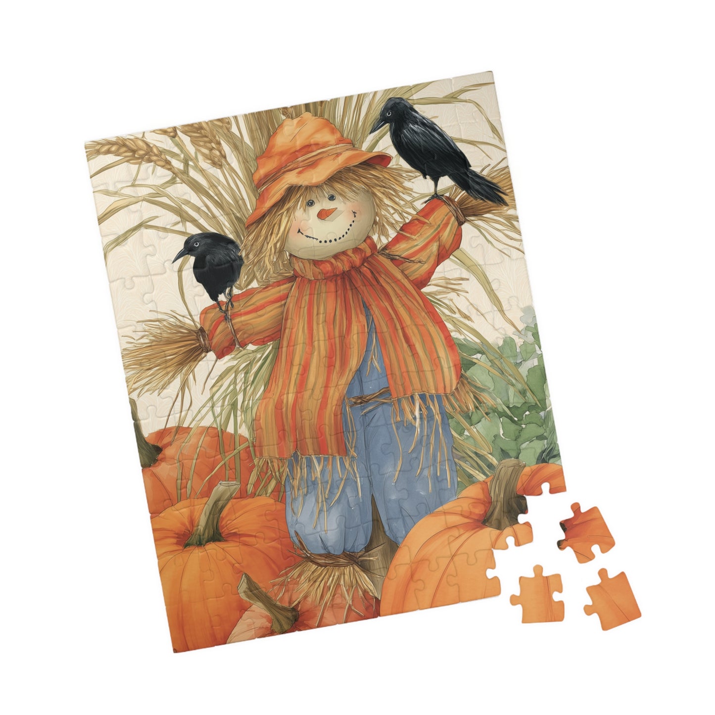 Friendly Fall Harvest Scarecrow Puzzle - 110 252 520 1014-piece Seasonal Jigsaw for Family Fun, Autumn Activity