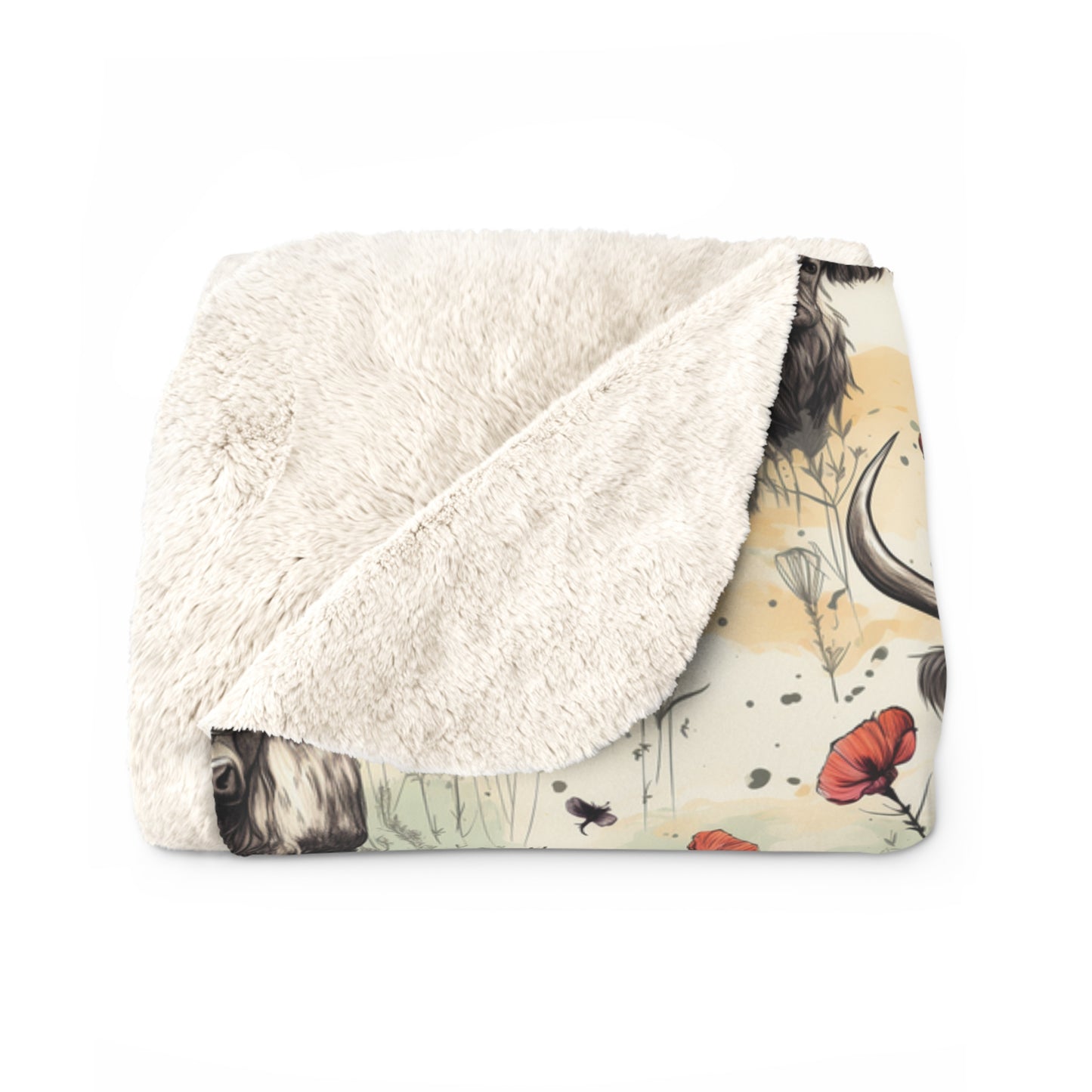 Sherpa Fleece Blanket - Adorable Grunge Baby Highland Cow Design