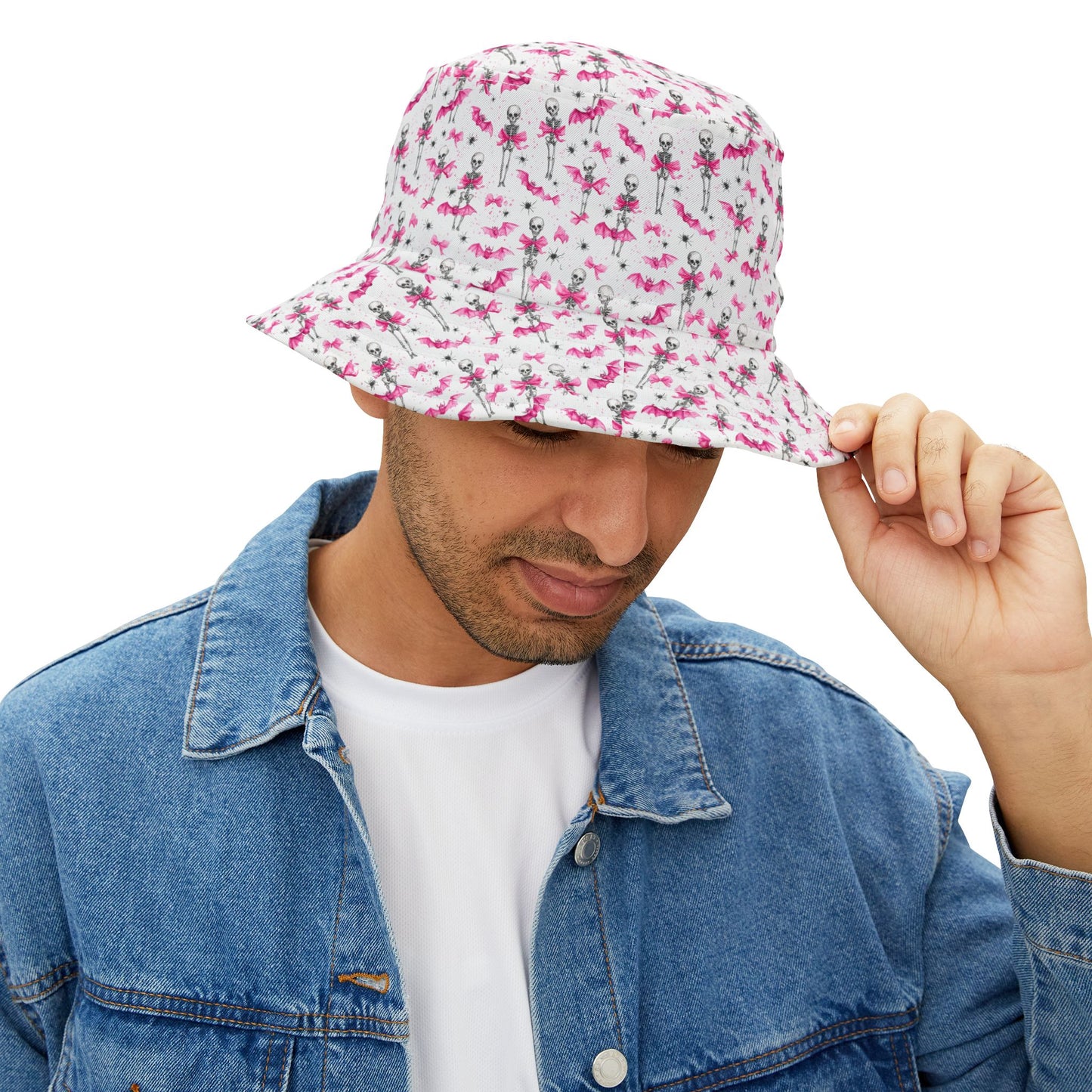 Flower Skull Bucket Hat, Trendy Sun Hat, Unique AOP Hat, Summer Accessory, Festival Headwear, Gift for Her