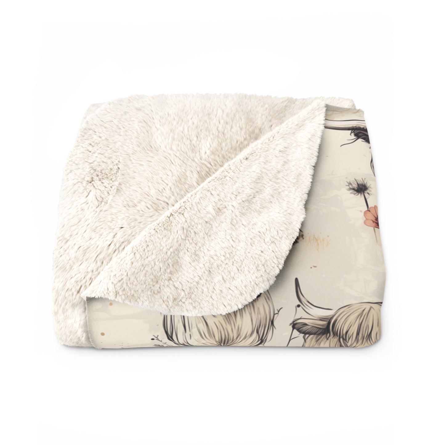 Sherpa Fleece Blanket - Moo Retro Highland Cow Gift for Homestead