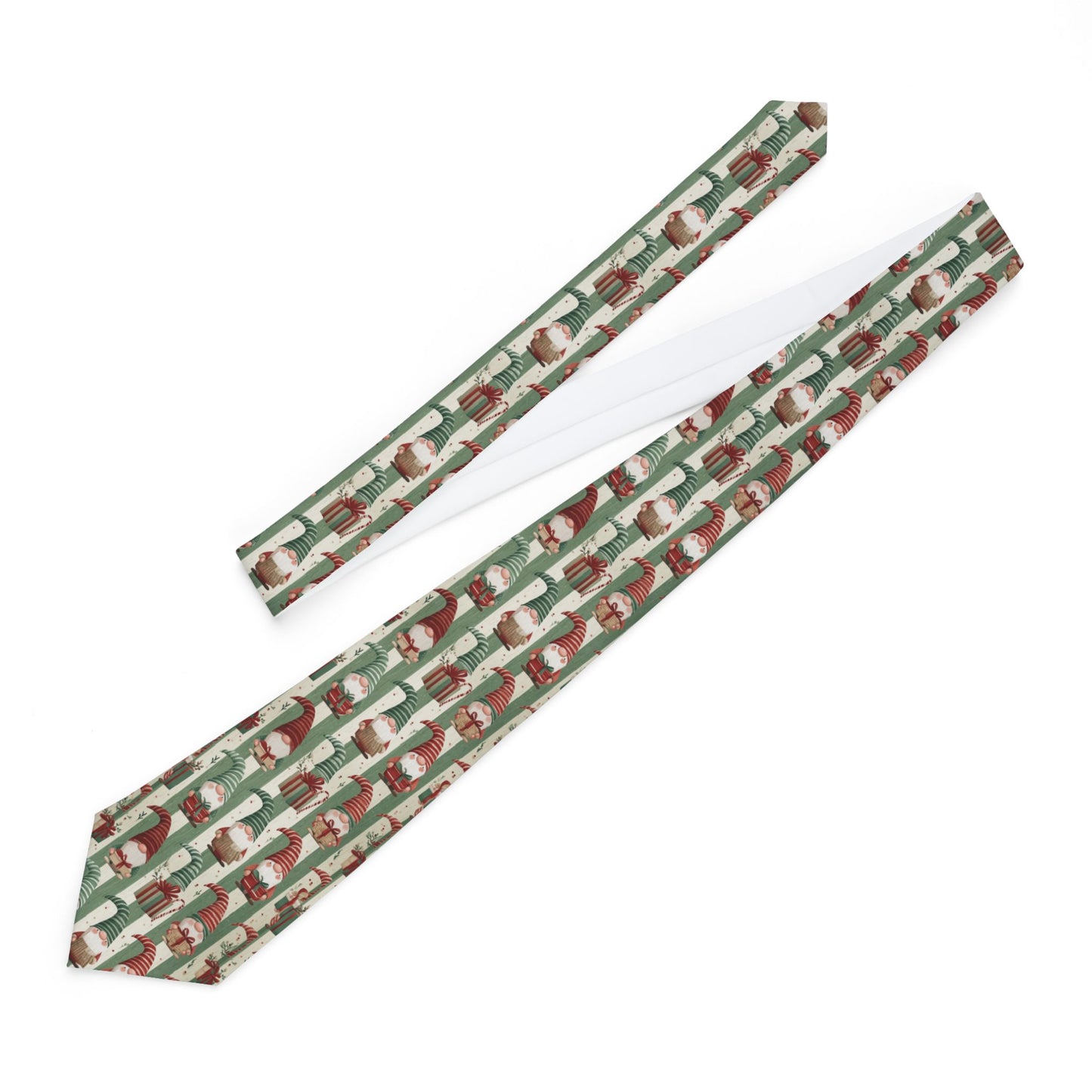 Festive Santa Gnome Necktie for Holiday Celebrations, Fun Office Attire, Santa Themed Accessory, Holiday Party Tie
