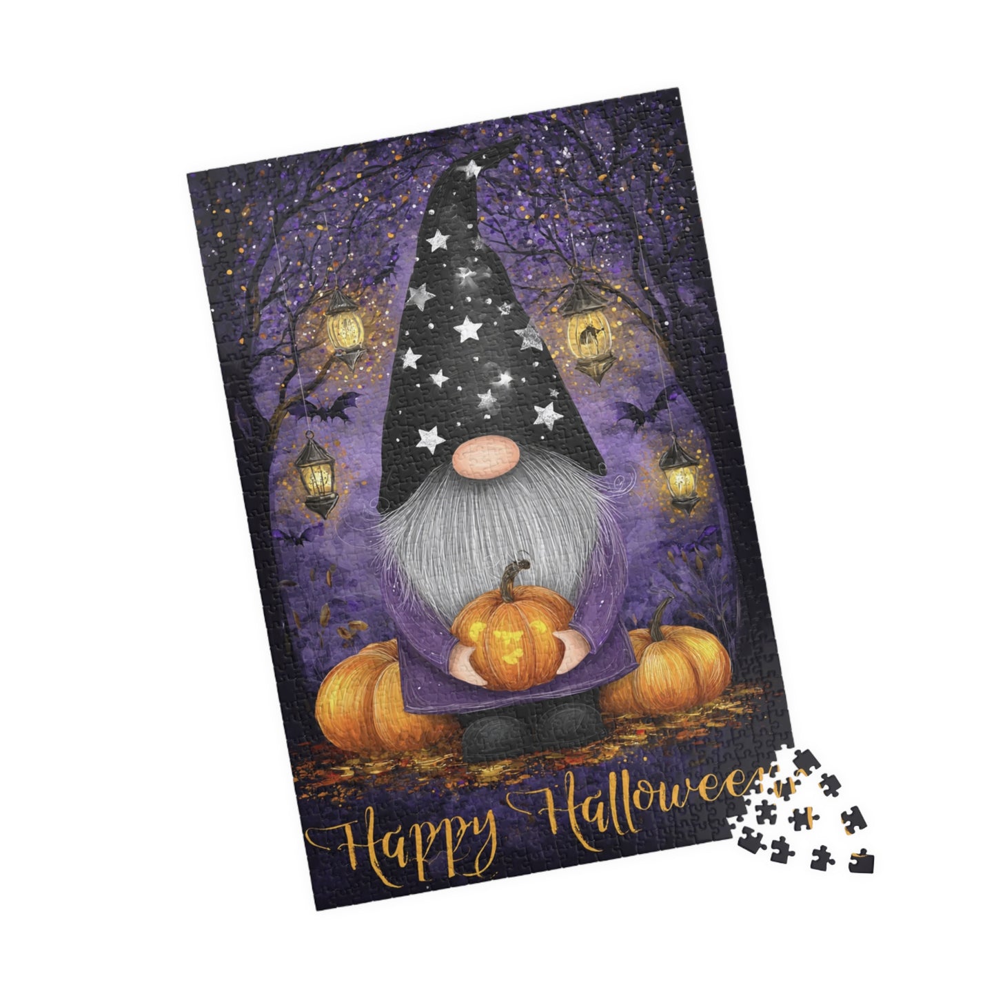 Halloween Puzzle with Gnome Design, Cozy Family Activity, 110-1014 Piece Jigsaw, Perfect for Autumn Celebrations, Fun Gift Idea