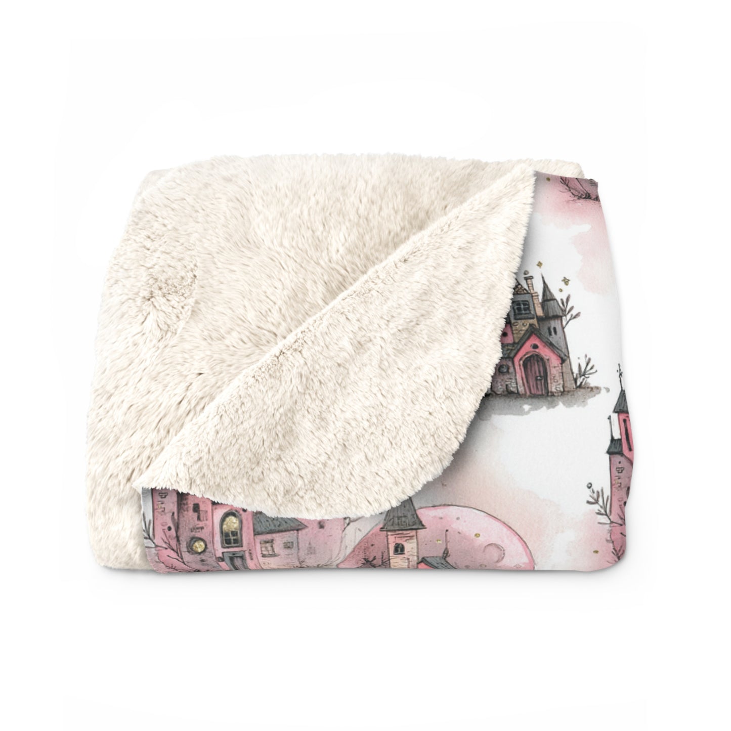 Cozy Castle Design Sherpa Fleece Blanket | Perfect Gift for Little Girl