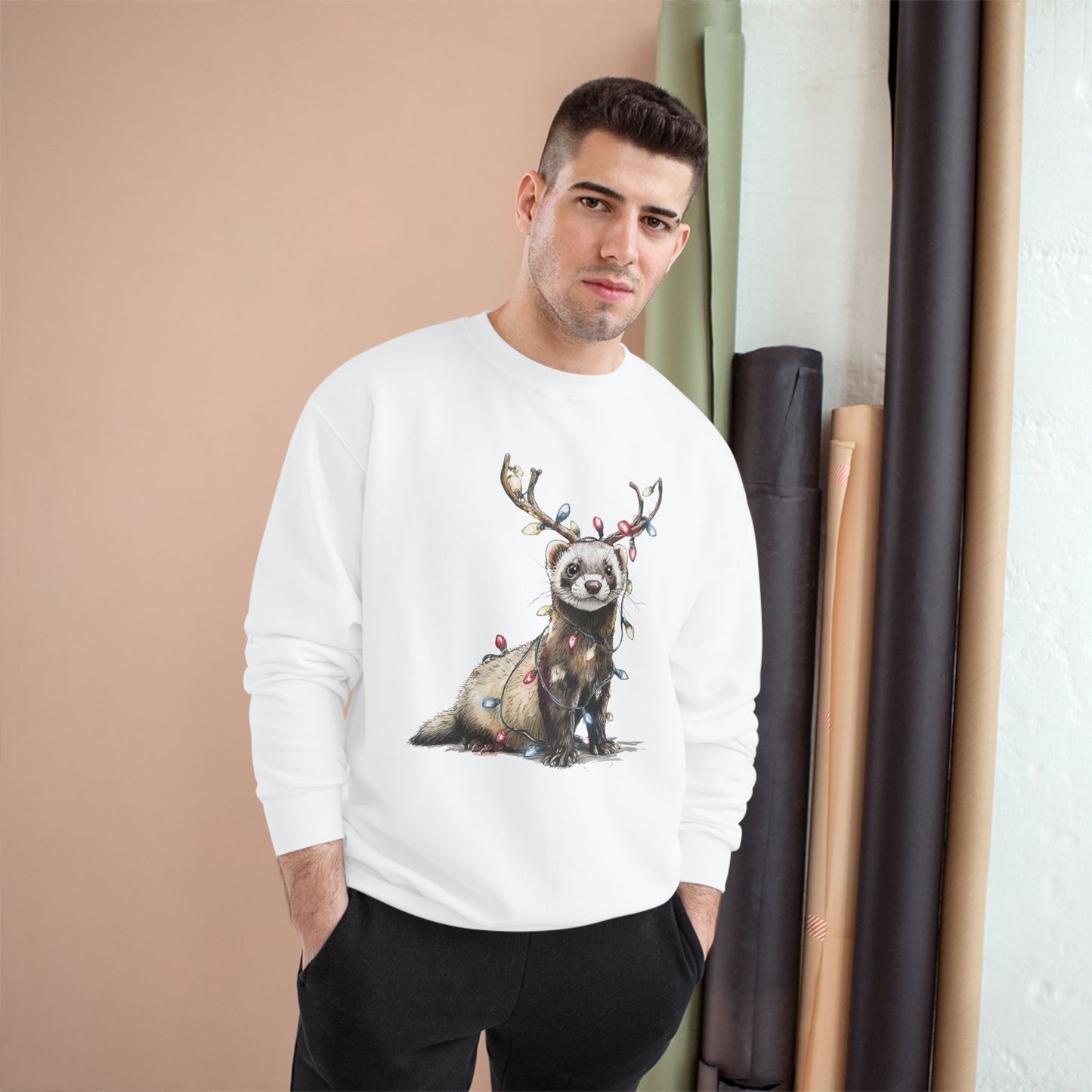 Otter Wants to be a Reindeer Champion Sweatshirt, Cozy Holiday Apparel, Christmas Gift, Cute Winter Wear