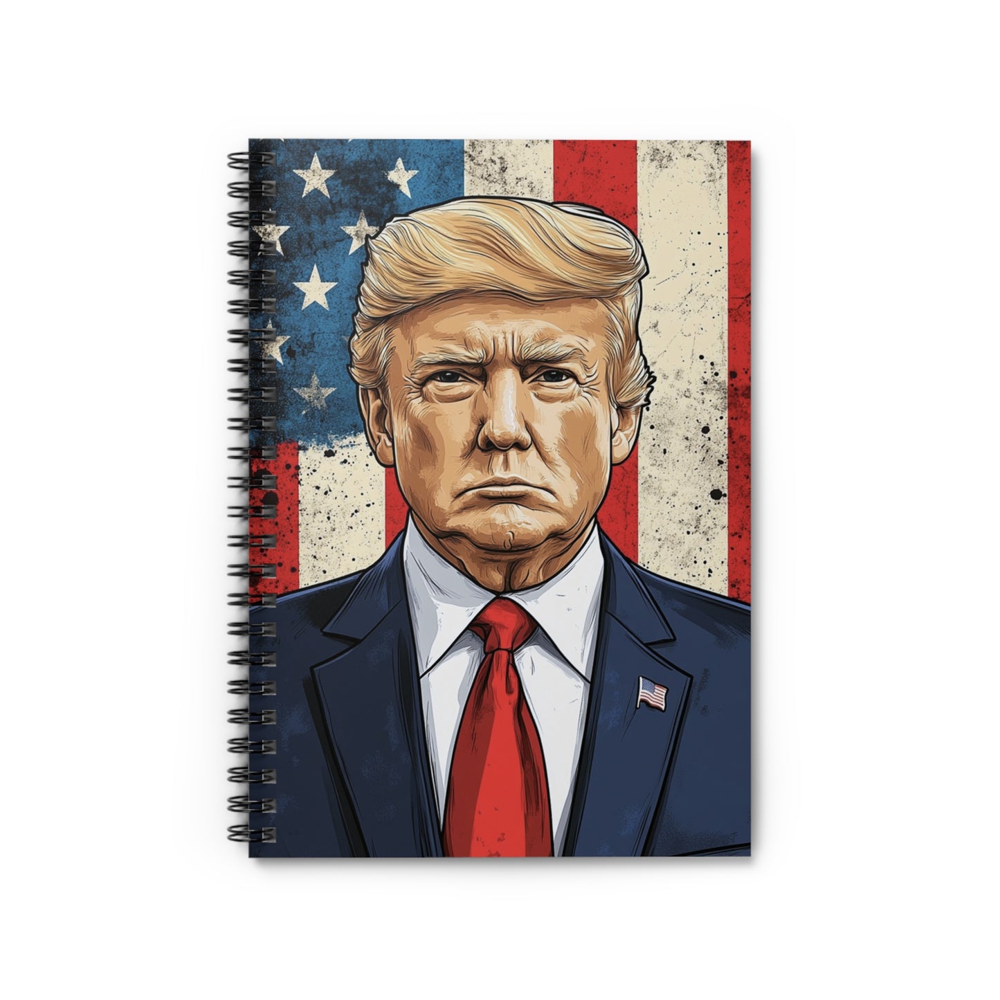 Patriotic Spiral Notebook - Ruled Line - Trump Design, Journal for Students, Gift for Conservatives, Checklists, Scrapbook