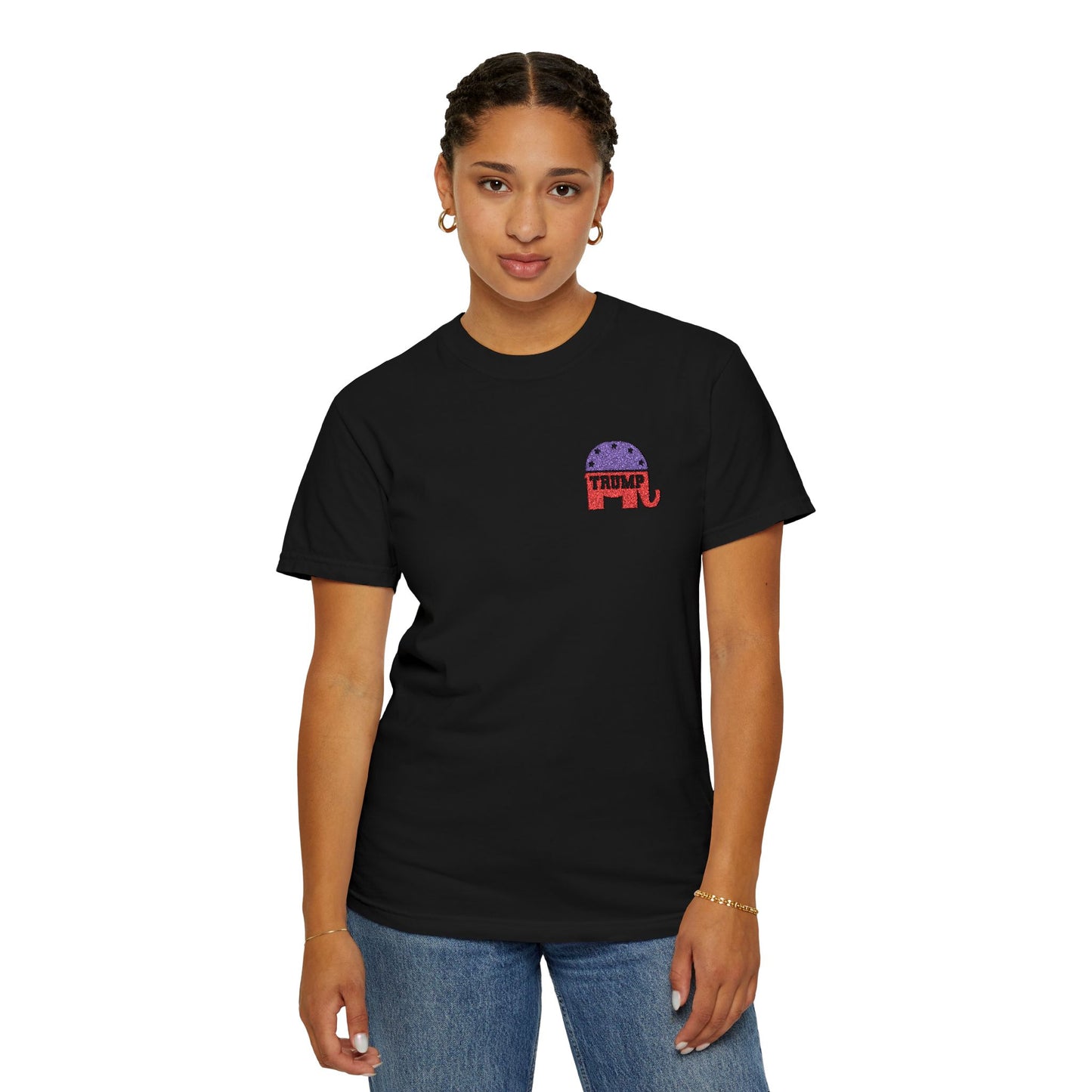 Embroidered Trump Republican Elephant Graphic Tee for MAGA, Unisex T-shirt, Casual Wear, Eco-Friendly Gift, Outing Shirt