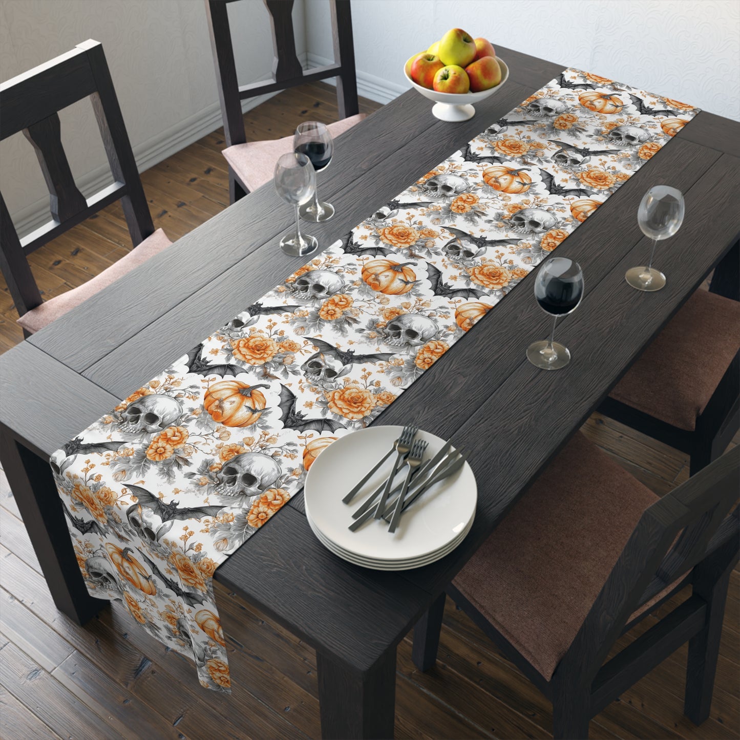 Spooky Elegance Table Runner - Halloween Decor, Fall Table Centerpiece, Cotton Tablecloth, Party Decoration, Autumn Theme