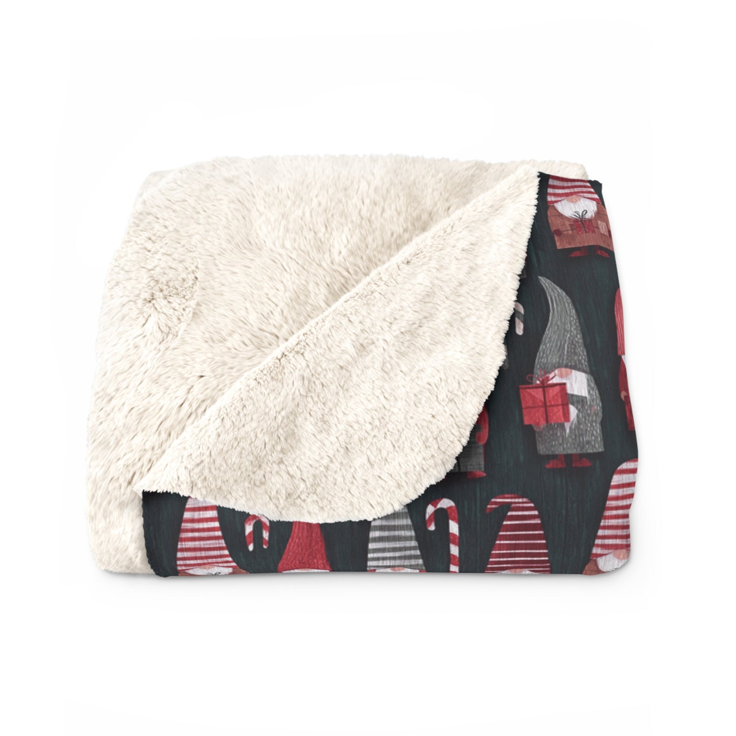 Cozy Christmas Gnome Sherpa Fleece Blanket, Warm Throw for Home, Perfect for Snuggling, Holiday Gift, Relaxing Decor