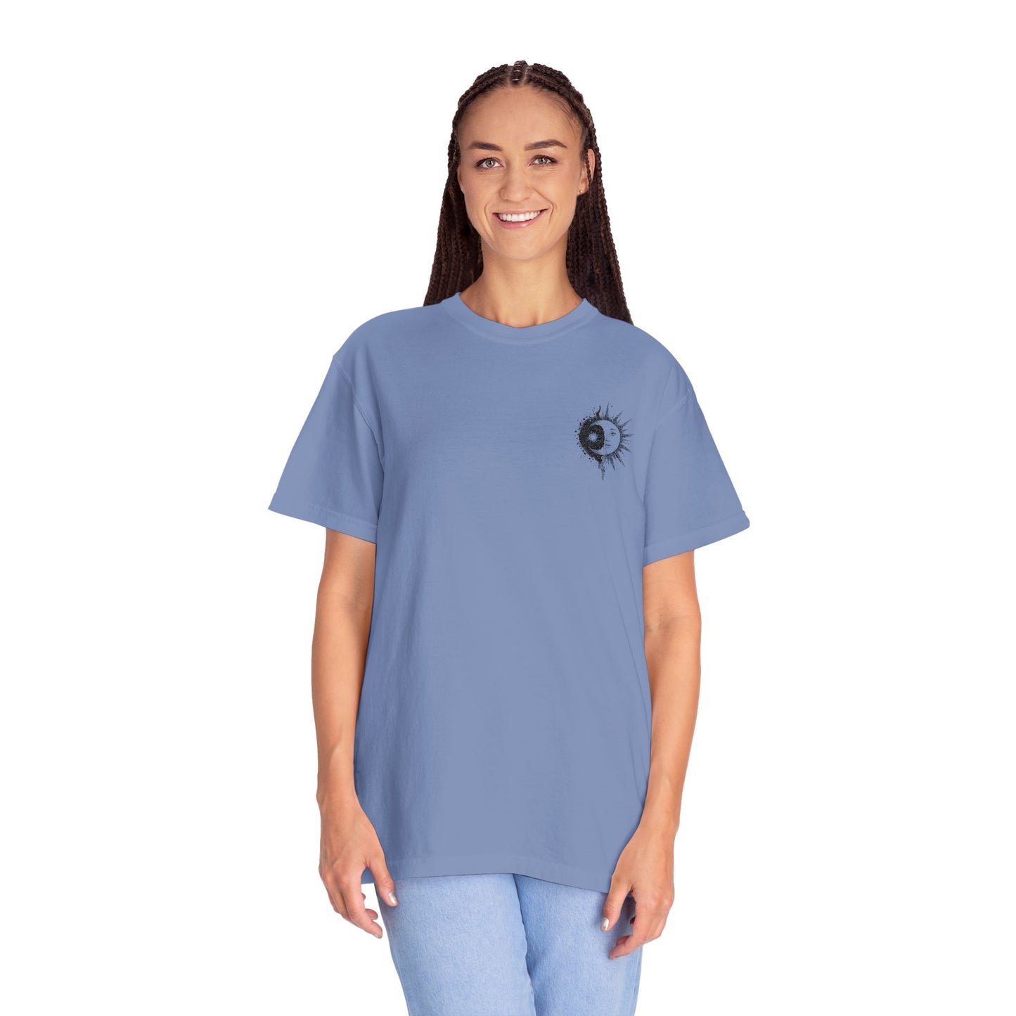Comfort Colors Embroidered Hand-Illustrated Astrology Ying Yang Unisex T-Shirt, Cool Graphic Tee