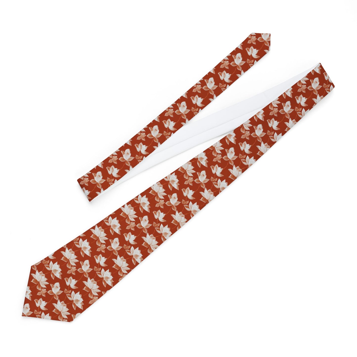 Burnt Orange Floral Necktie - Stylish Tie for Men