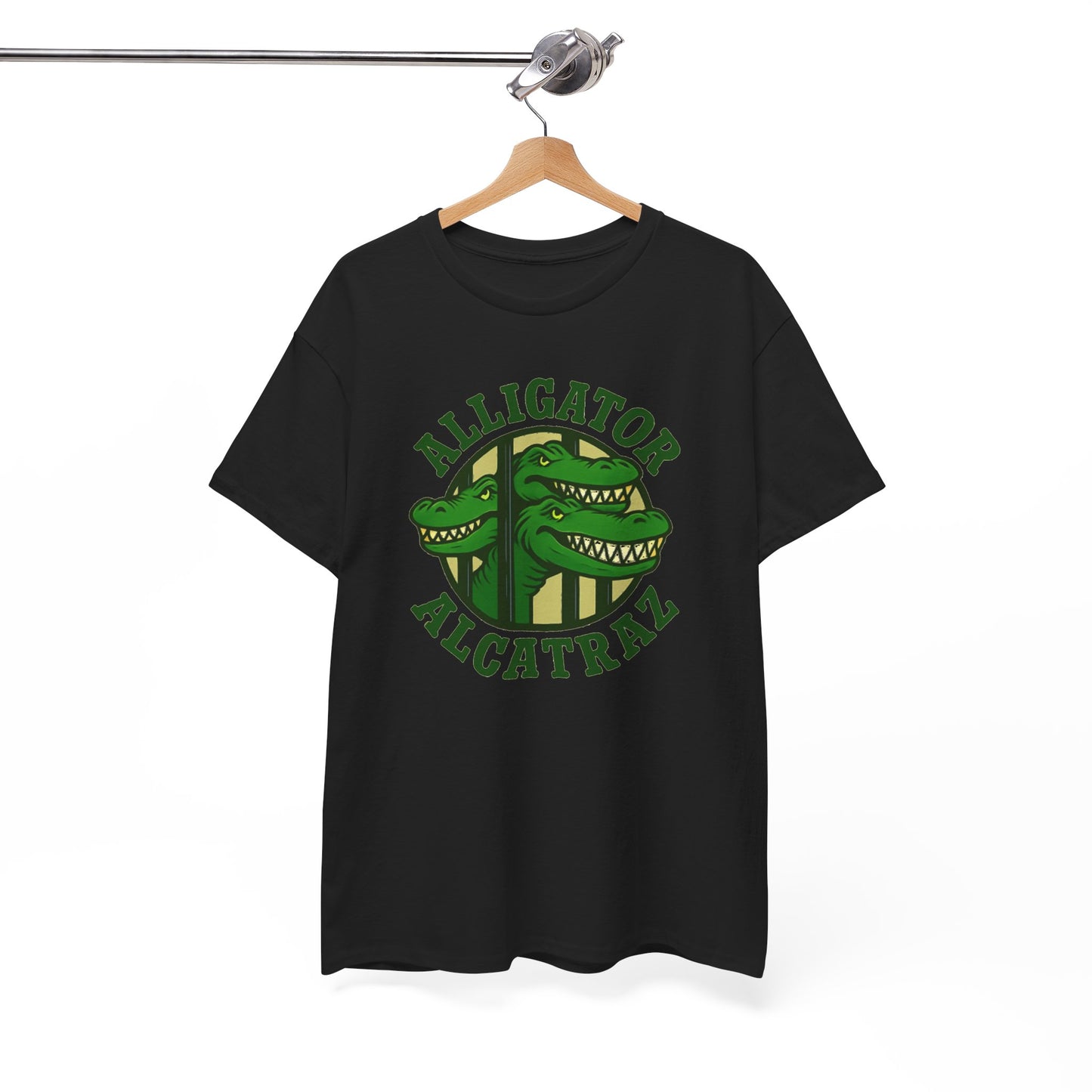 Alligator Alcatraz Unisex Heavy Cotton Tee, Fun Graphic Tee, Casual Wear, Gift for Animal Lovers, Summer Fashion, Unique T-Shirt