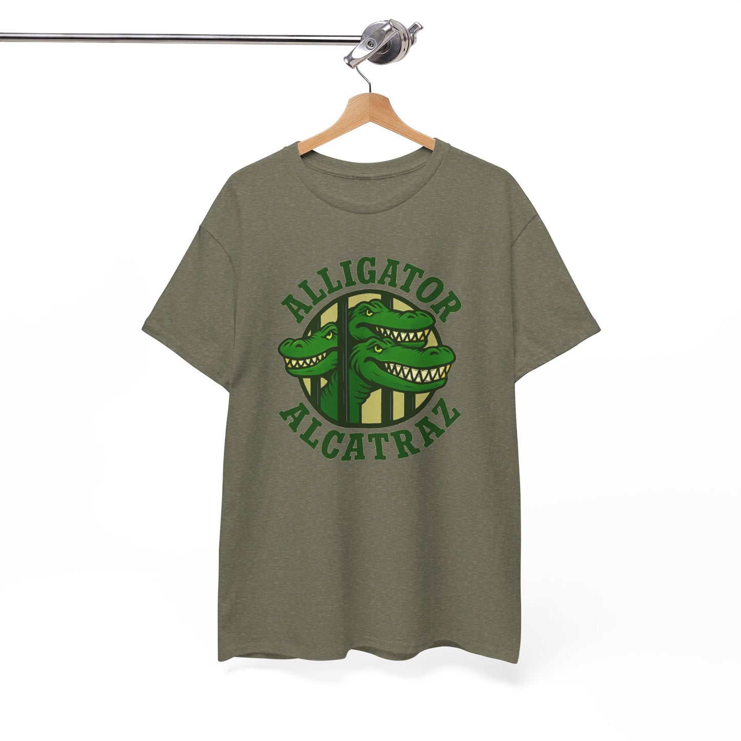 Alligator Alcatraz Unisex Heavy Cotton Tee, Fun Graphic Tee, Casual Wear, Gift for Animal Lovers, Summer Fashion, Unique T-Shirt