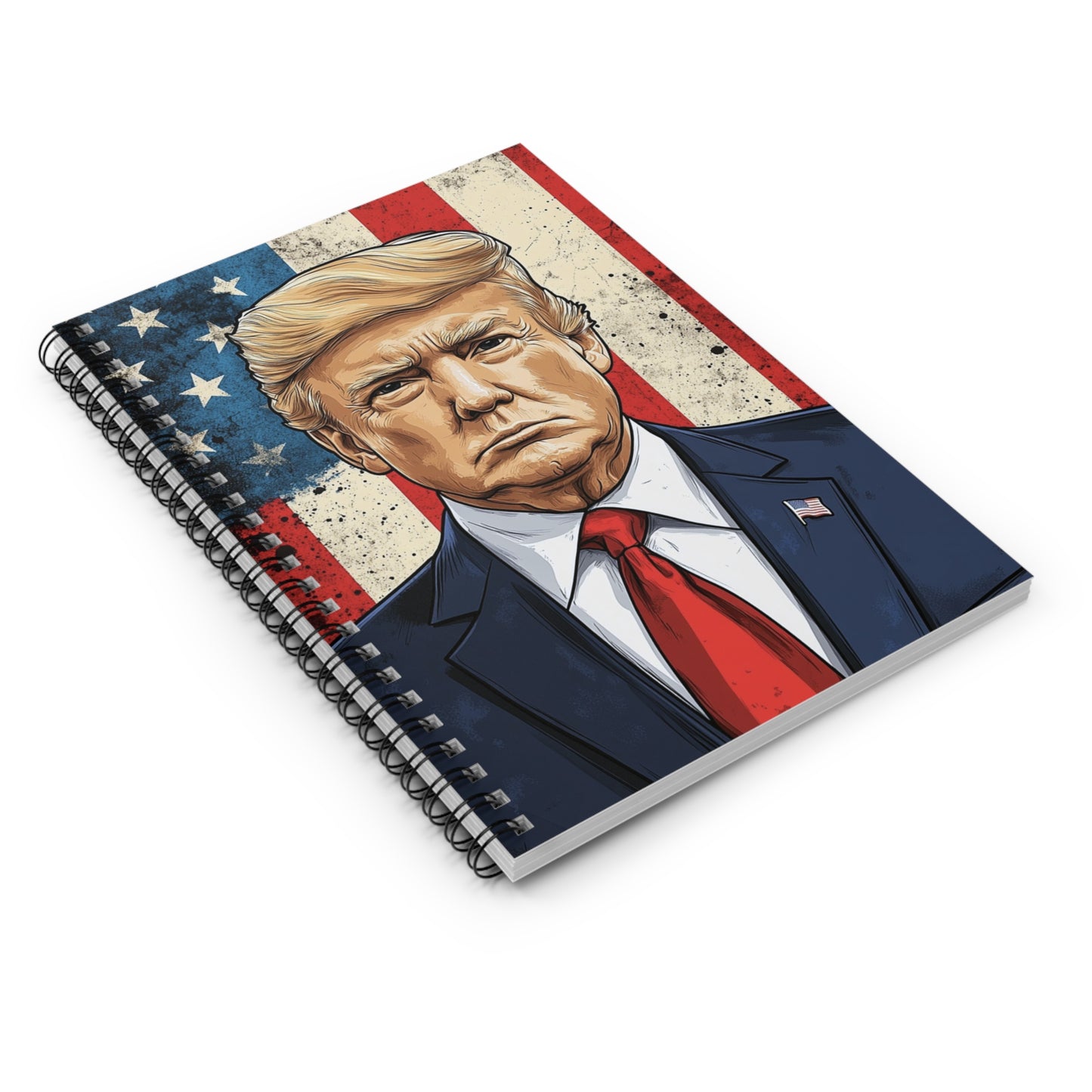 Patriotic Spiral Notebook - Ruled Line - Trump Design, Journal for Students, Gift for Conservatives, Checklists, Scrapbook