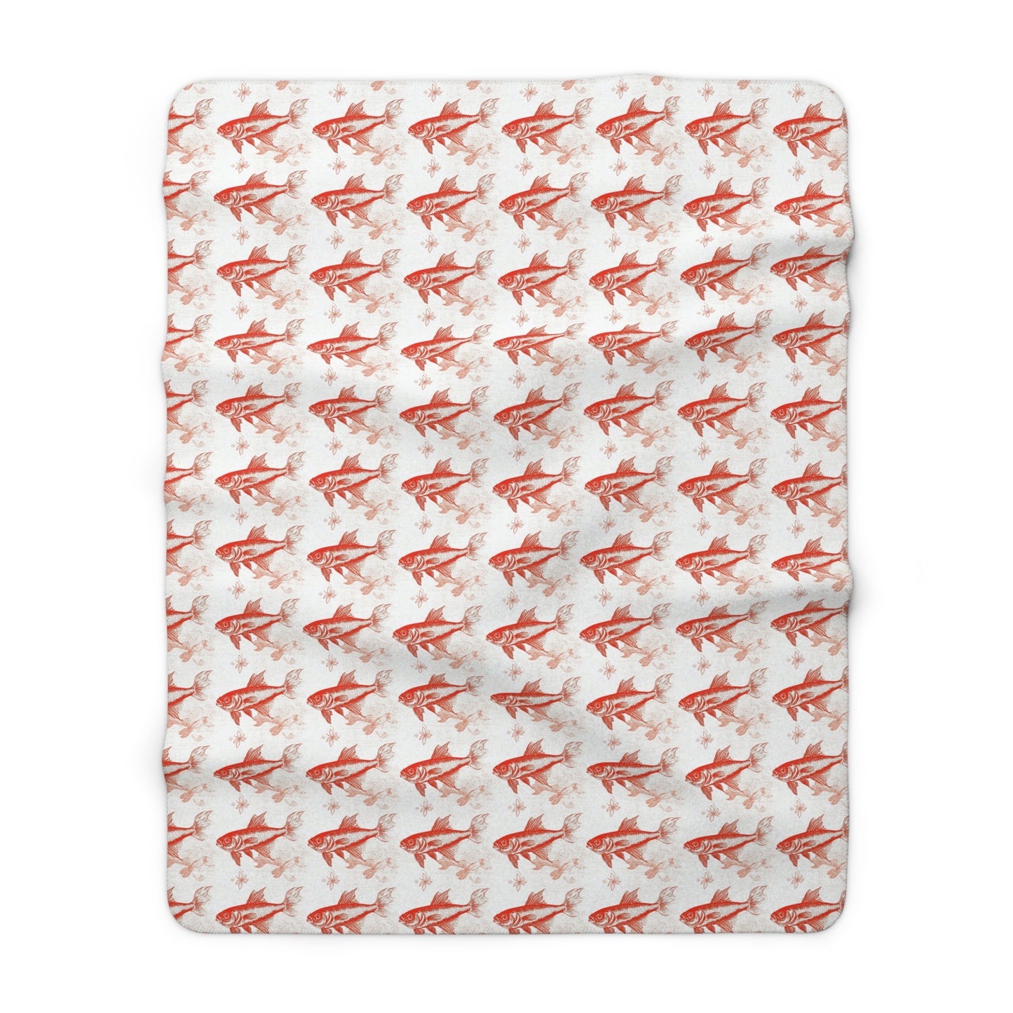 Cozy Orange Fish Sherpa Fleece Blanket with Goldfish Pattern | Gift for Aquatic Lovers