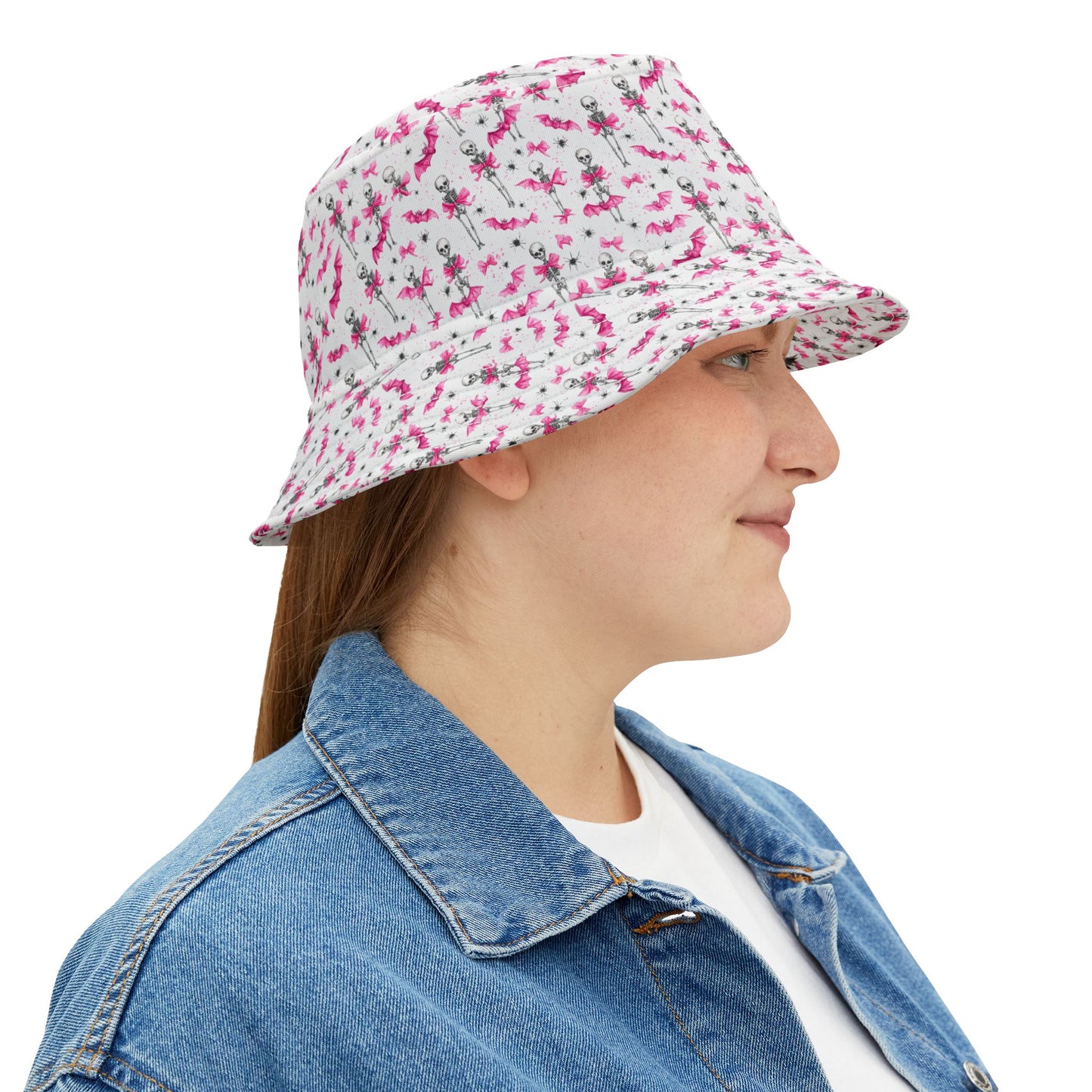 Flower Skull Bucket Hat, Trendy Sun Hat, Unique AOP Hat, Summer Accessory, Festival Headwear, Gift for Her