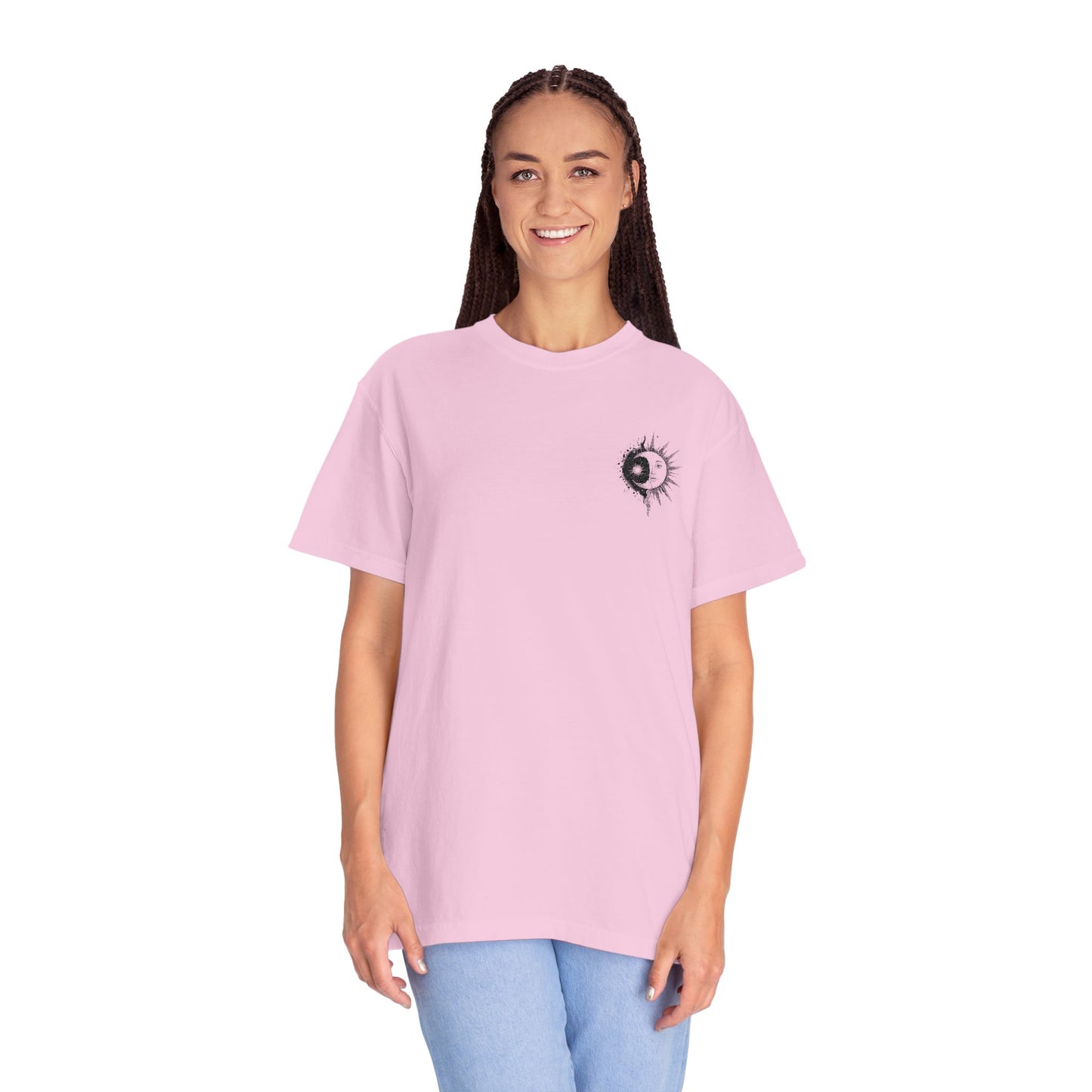 Comfort Colors Embroidered Hand-Illustrated Astrology Ying Yang Unisex T-Shirt, Cool Graphic Tee