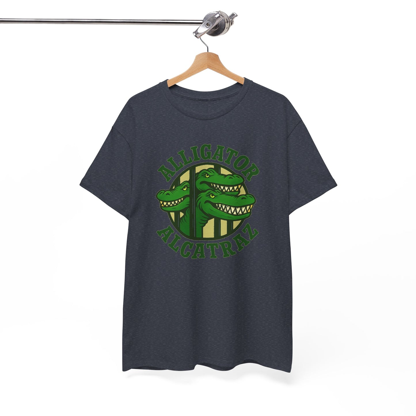 Alligator Alcatraz Unisex Heavy Cotton Tee, Fun Graphic Tee, Casual Wear, Gift for Animal Lovers, Summer Fashion, Unique T-Shirt