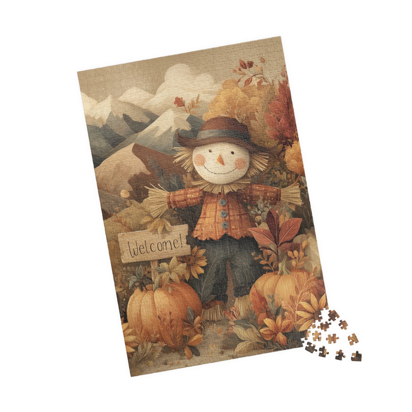 Autumn Scarecrow Puzzle – Fall Decor, Family Activity, Cozy Nights, Thanksgiving Fun, Scarecrow Scene, Gift for Puzzle Lovers
