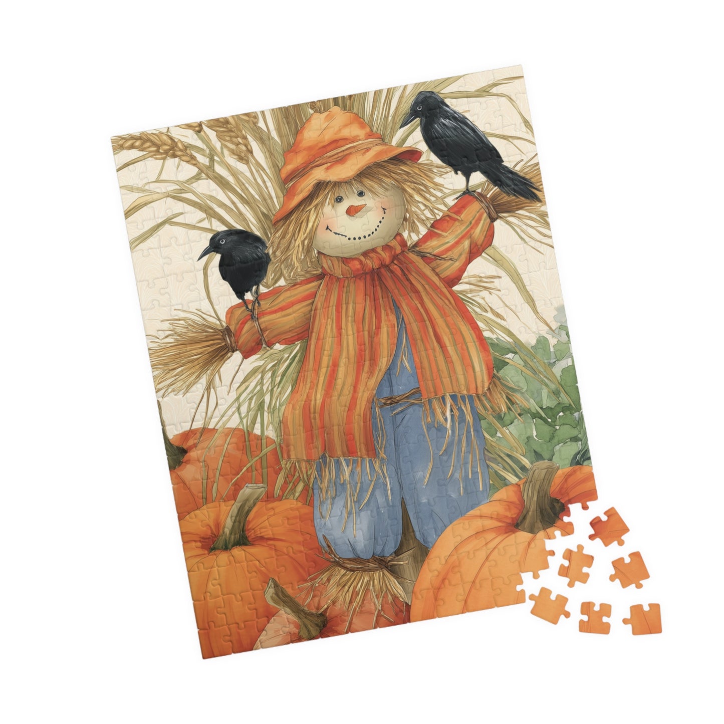 Friendly Fall Harvest Scarecrow Puzzle - 110 252 520 1014-piece Seasonal Jigsaw for Family Fun, Autumn Activity