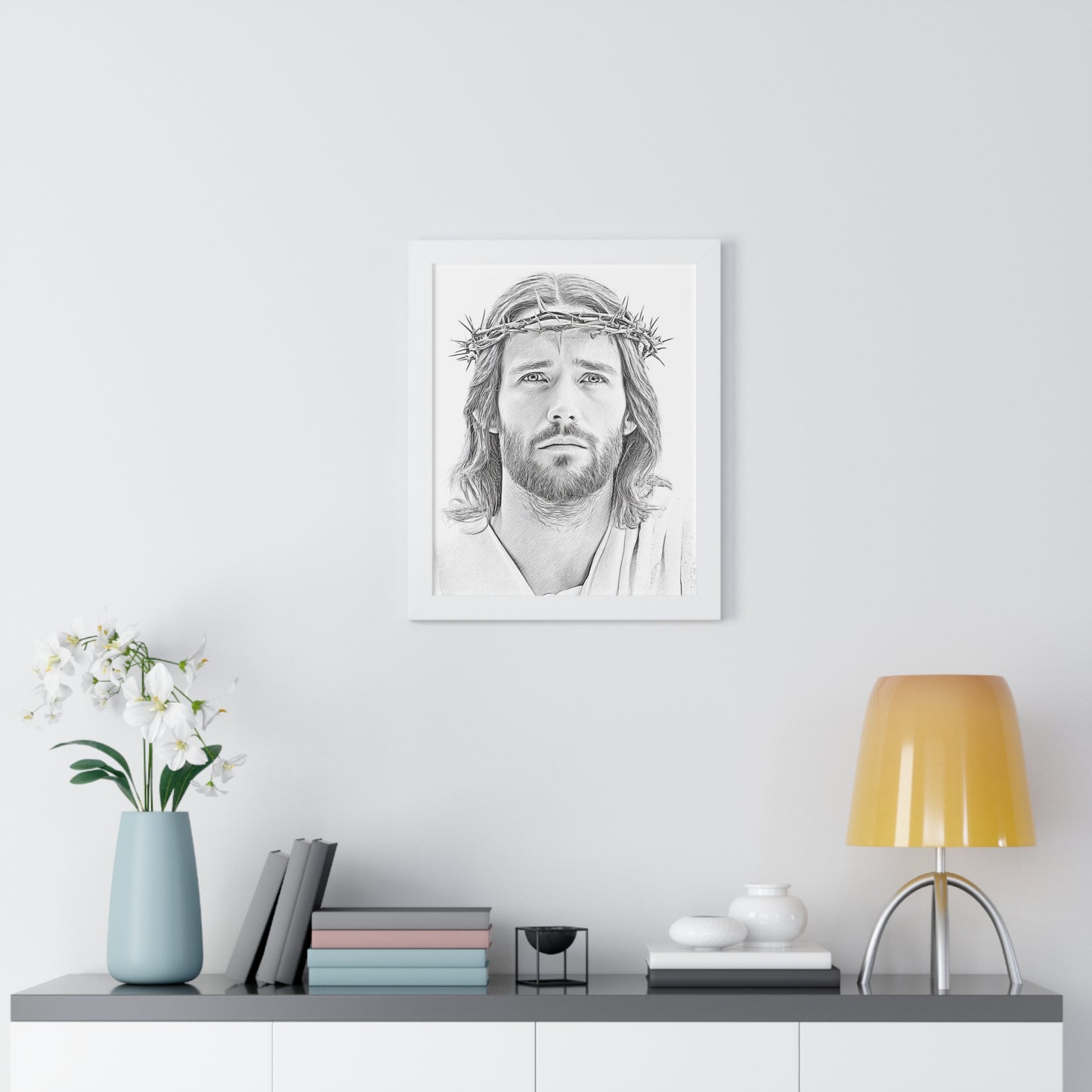 Framed Jesus Poster, Christian Art, Religious Decor, Inspirational Wall Art, Home Decoration, Gift for Faith