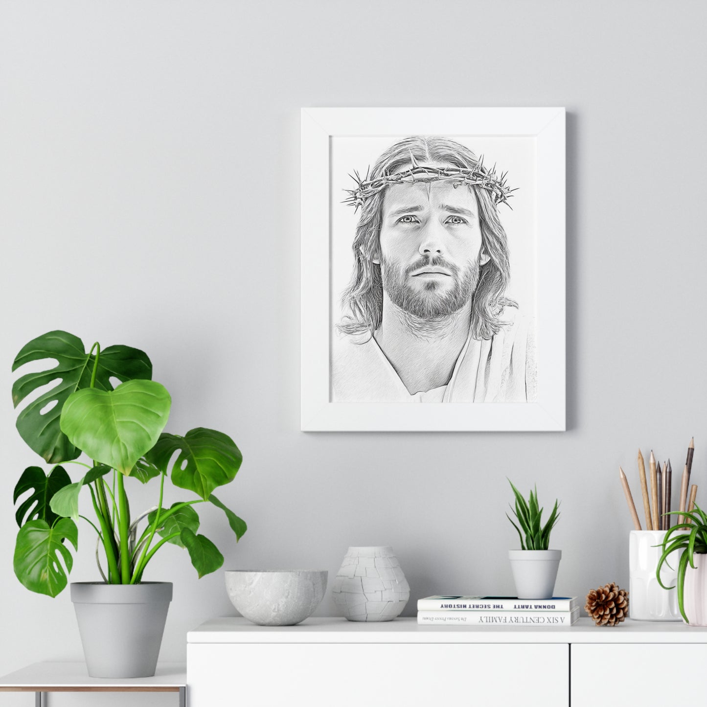 Framed Jesus Poster, Christian Art, Religious Decor, Inspirational Wall Art, Home Decoration, Gift for Faith