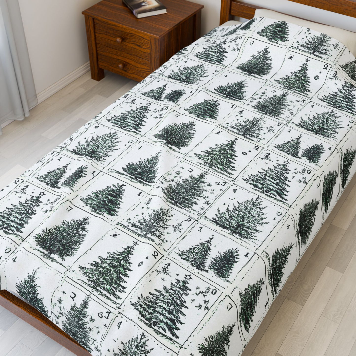 Cozy Christmas Tree Velveteen Plush Blanket | Soft Holiday Throw for Home Decor, Gift for Winter, Snuggle Up Blanket, Warm Blanket