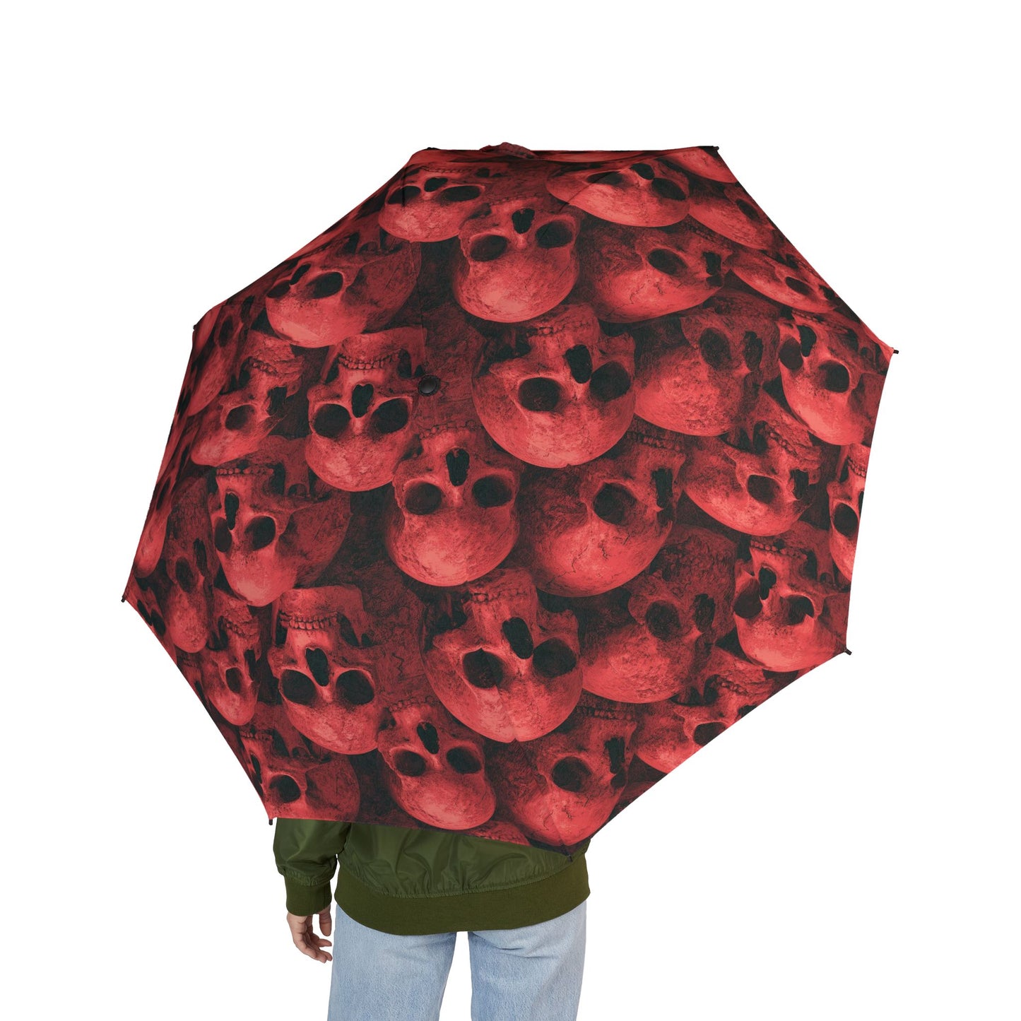 Gothic Skull Pattern Umbrella, Stylish Rain Gear, Unique Gift for Halloween, Artistic Foldable Umbrella, Perfect for Gothic Decor