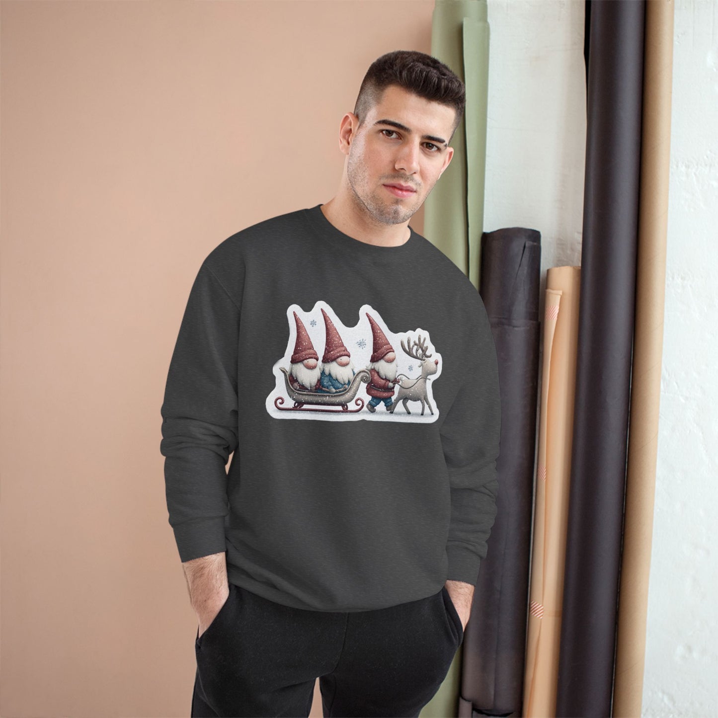 Holiday Gnome Sweatshirt, Cozy Christmas Apparel, Gift for Her, Winter Fashion, Cute Gnome Design