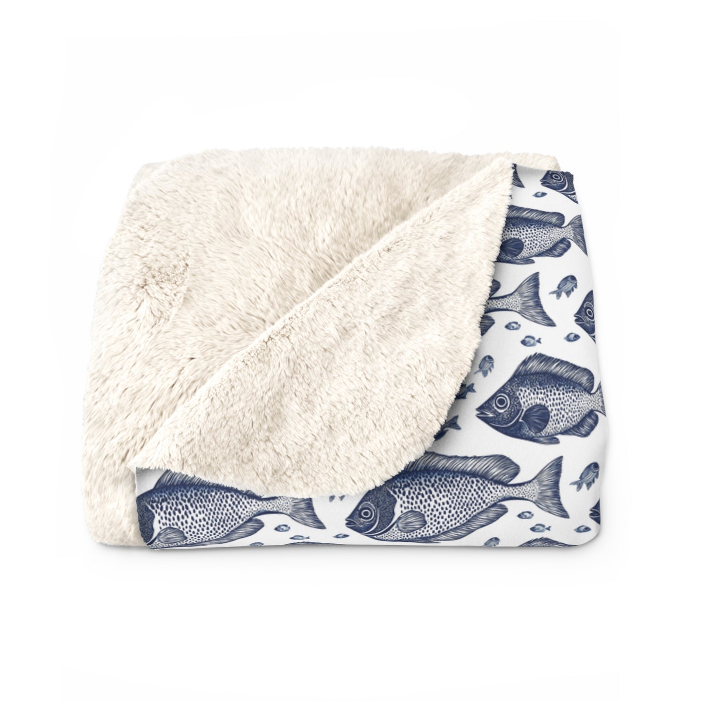 Cozy Fishes Themed Sherpa Fleece Blanket