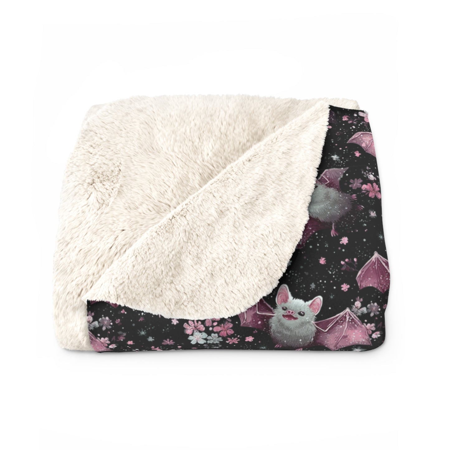 Sherpa Fleece Blanket - Pink Girl Grunge Halloween Bats