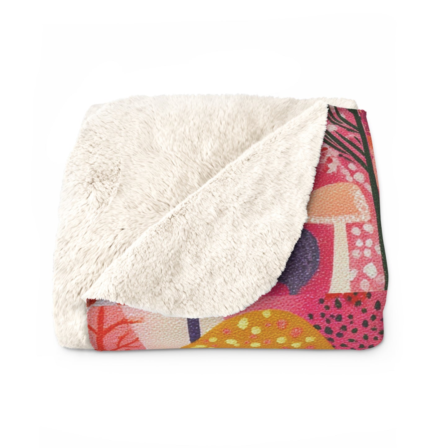 Cozy Mushroom Sherpa Fleece Blanket | Soft Throw for Home, Living Room, Kids' Room, Gifts, Seasonal Celebrations