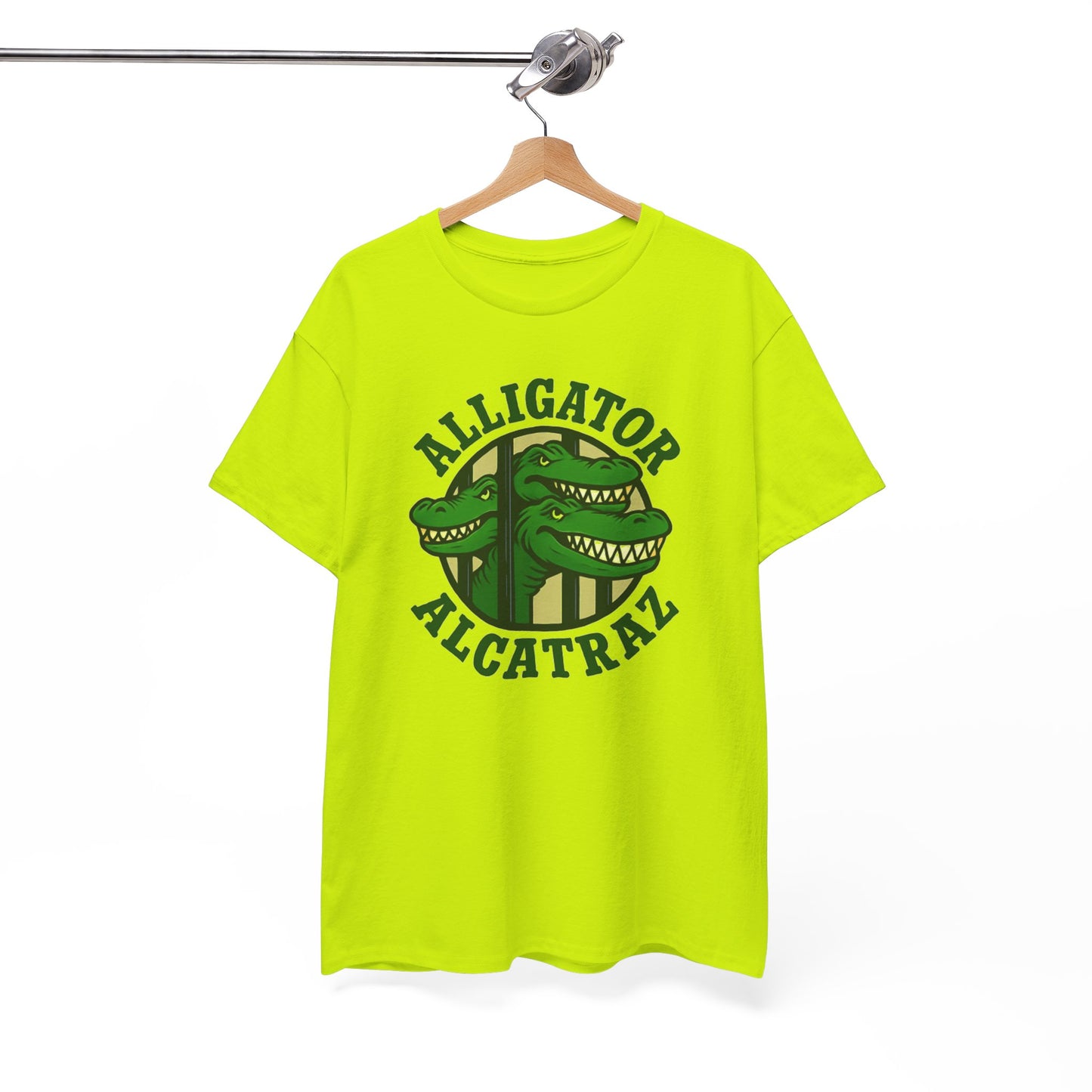 Alligator Alcatraz Unisex Heavy Cotton Tee, Fun Graphic Tee, Casual Wear, Gift for Animal Lovers, Summer Fashion, Unique T-Shirt