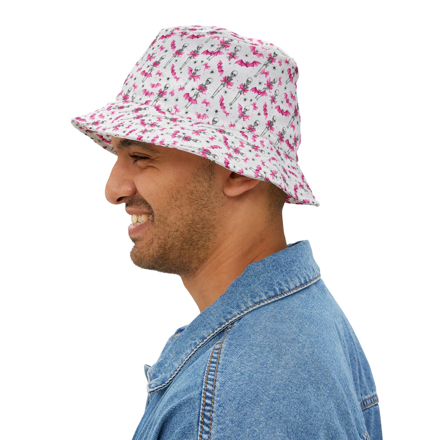Flower Skull Bucket Hat, Trendy Sun Hat, Unique AOP Hat, Summer Accessory, Festival Headwear, Gift for Her