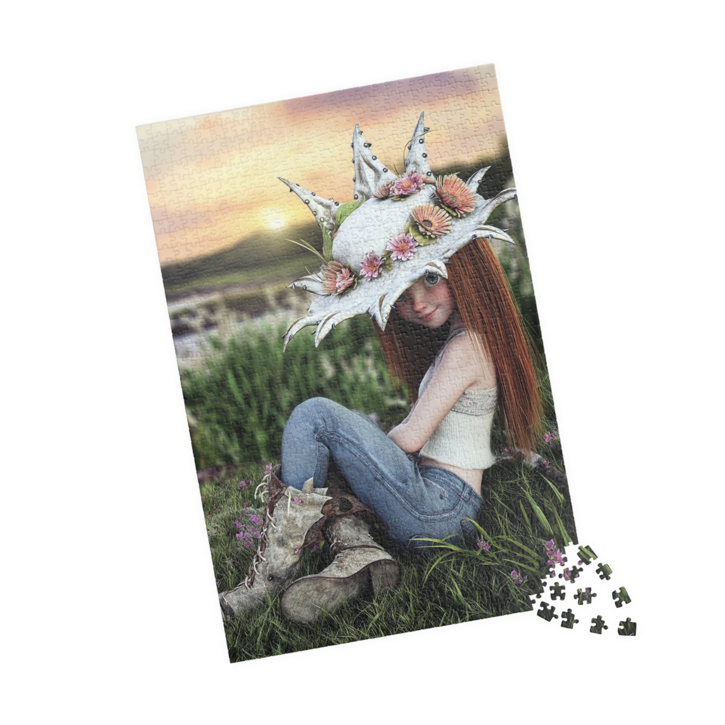 Quaint Homestead Scene Farmers Daughter Puzzle | Enchanting Artwork, Relaxing Family Fun, Unique Gift Idea